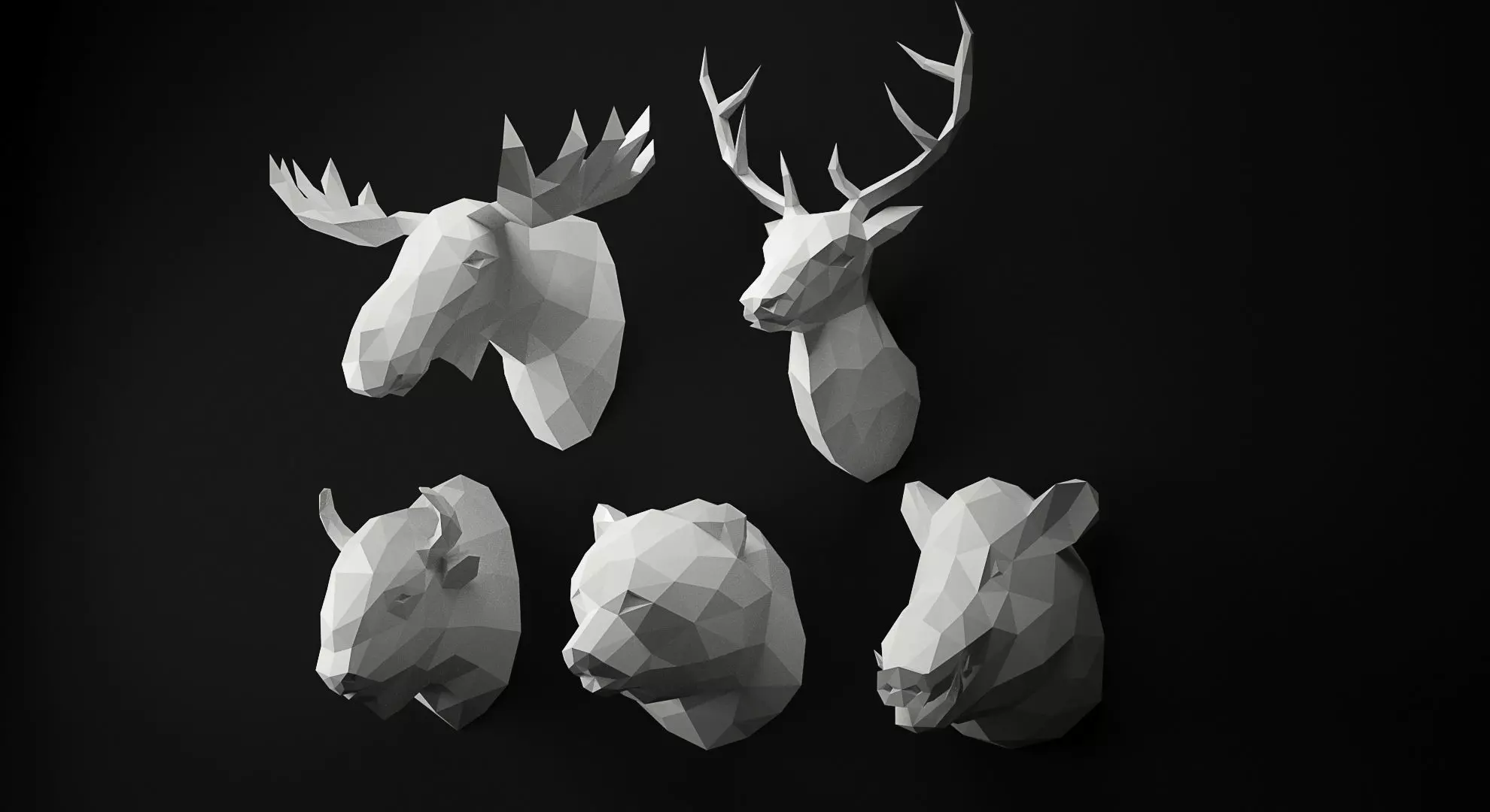 Low Poly Animal Heads SET 3 Low-poly 3D model_0