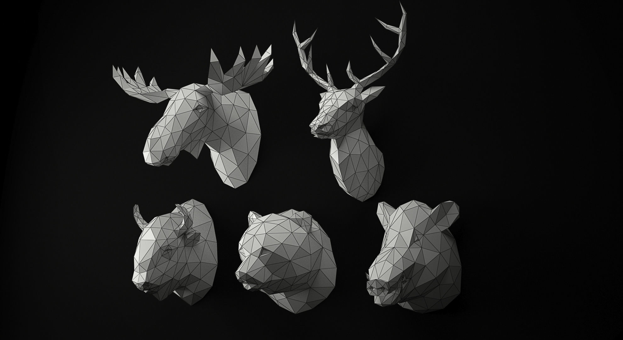 Low Poly Animal Heads SET 3 Low-poly 3D model_8