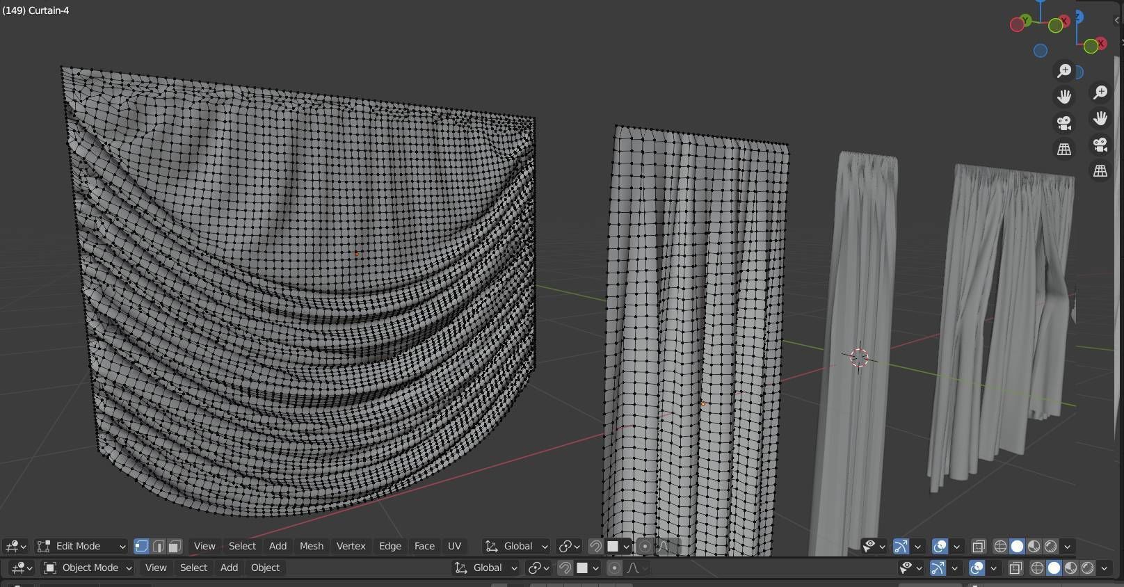 Realistic 7 Curtain Styles in high and low poly Low-poly 3D model_11