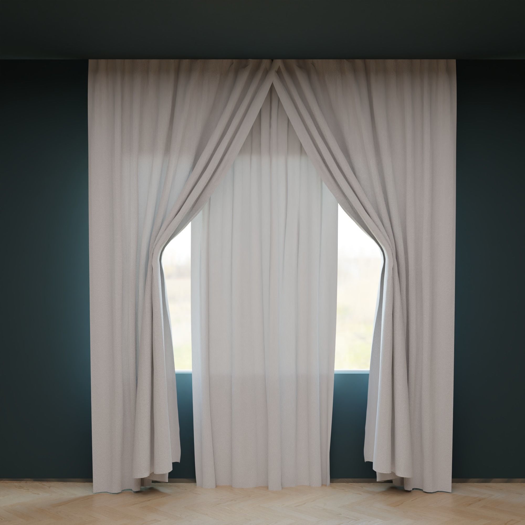 Realistic 7 Curtain Styles in high and low poly Low-poly 3D model_1