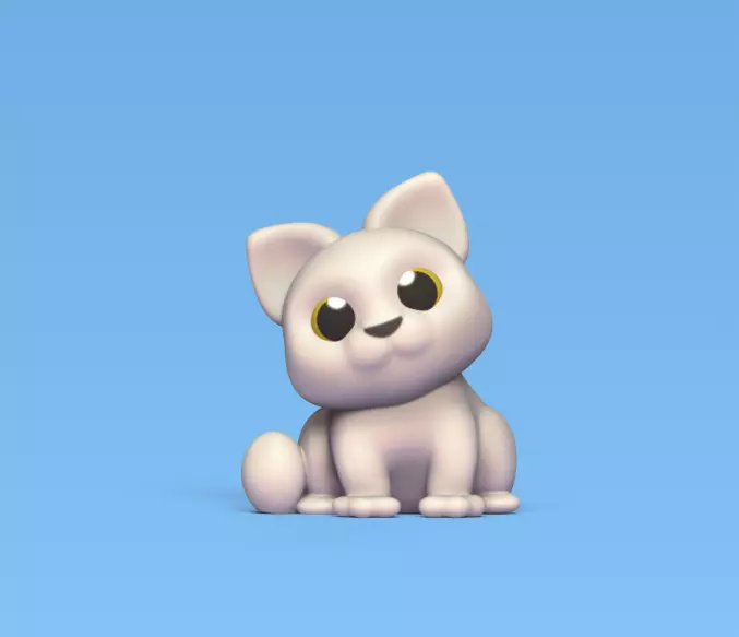 Cute Sitting Cat 3D print model_0