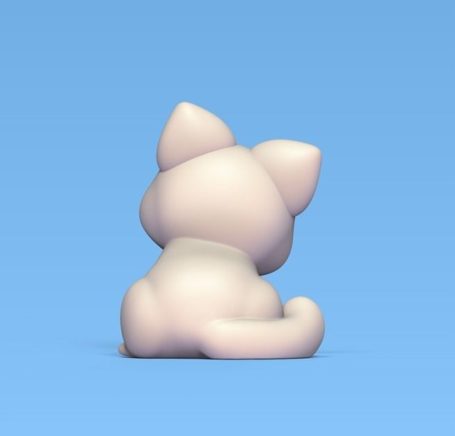 Cute Sitting Cat 3D print model_3