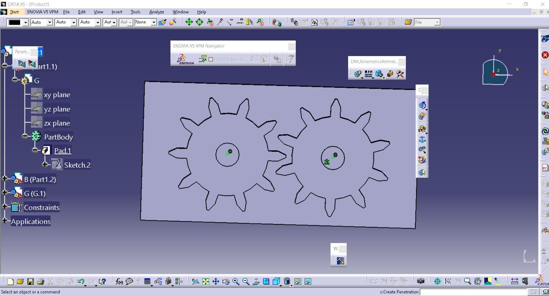 2 Gears Animation in CATIA 3D model_1