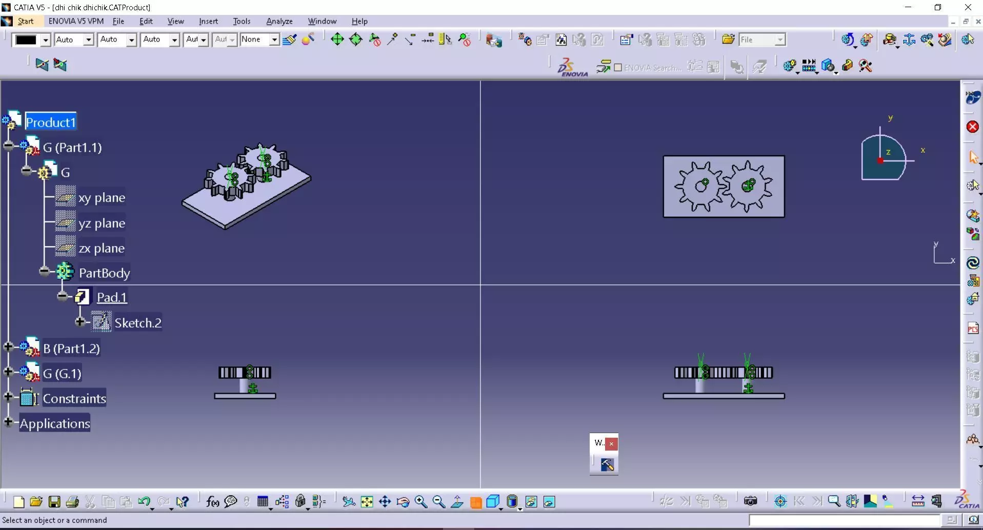 2 Gears Animation in CATIA 3D model_0