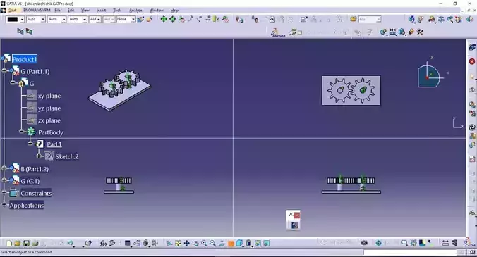 2 Gears Animation in CATIA