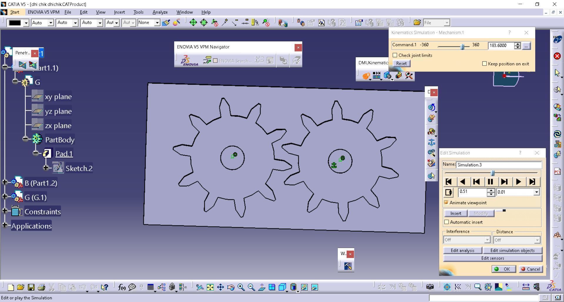 2 Gears Animation in CATIA 3D model_4