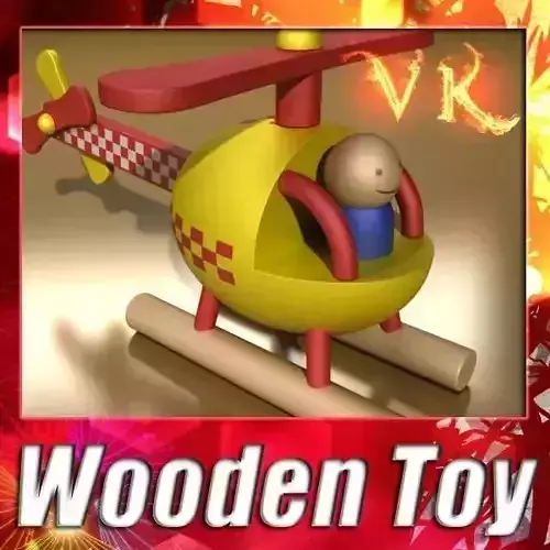 Wooden Toy Helicopter 3D model