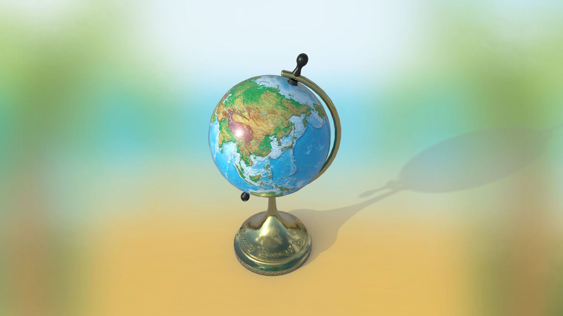 Globe world map PBR low-poly 3D model Low-poly 3D model_2