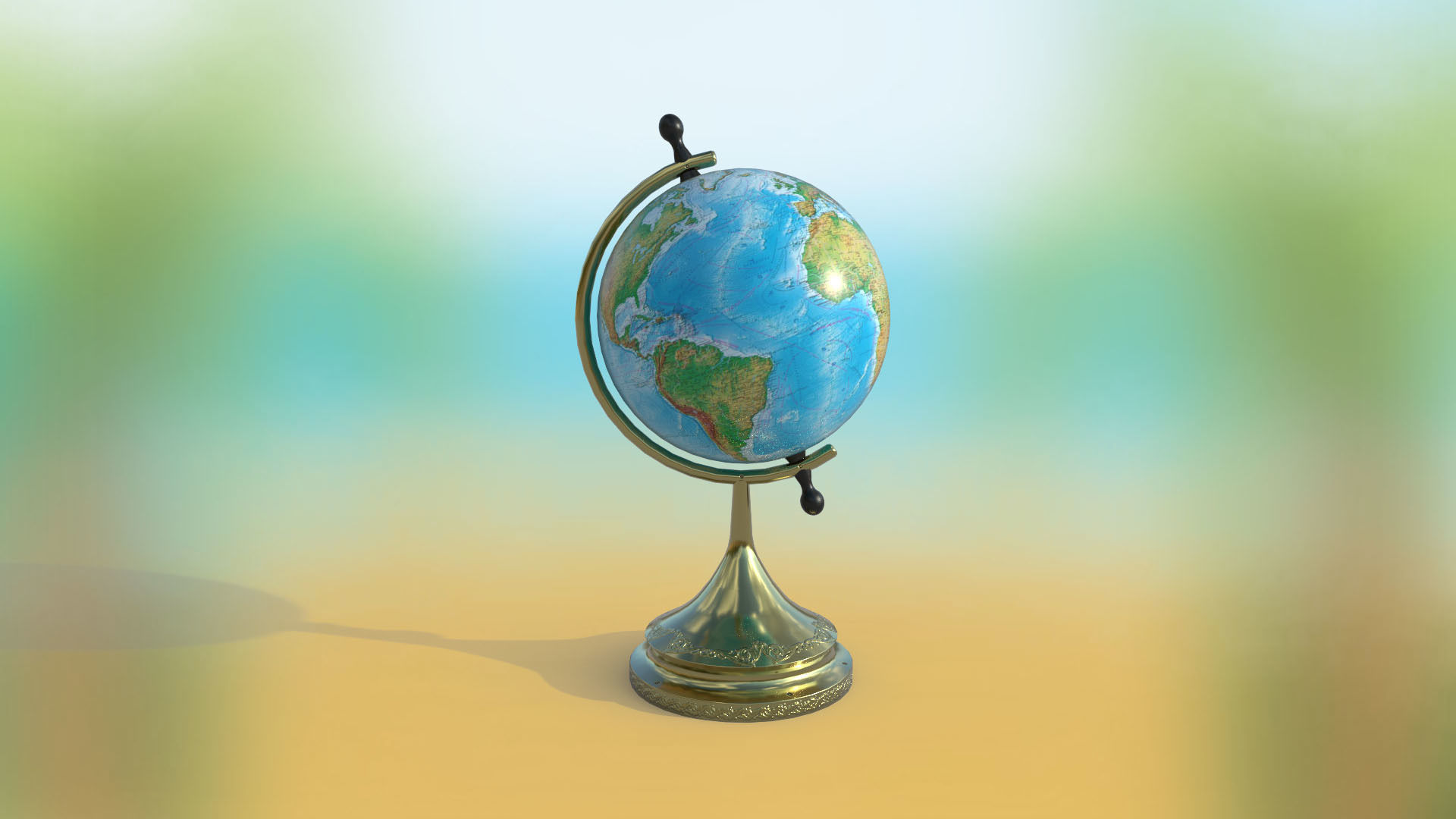 Globe world map PBR low-poly 3D model Low-poly 3D model_4
