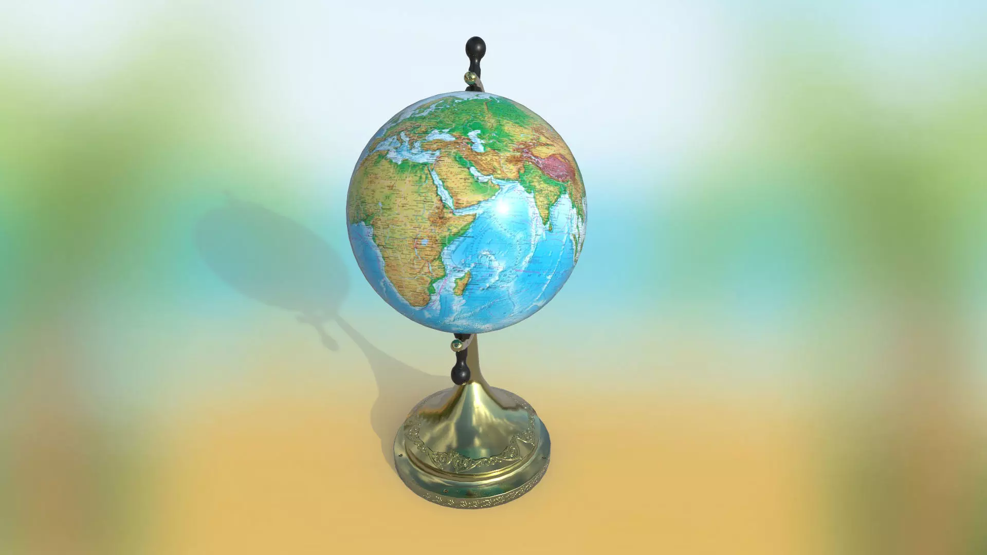 Globe world map PBR low-poly 3D model Low-poly 3D model_0