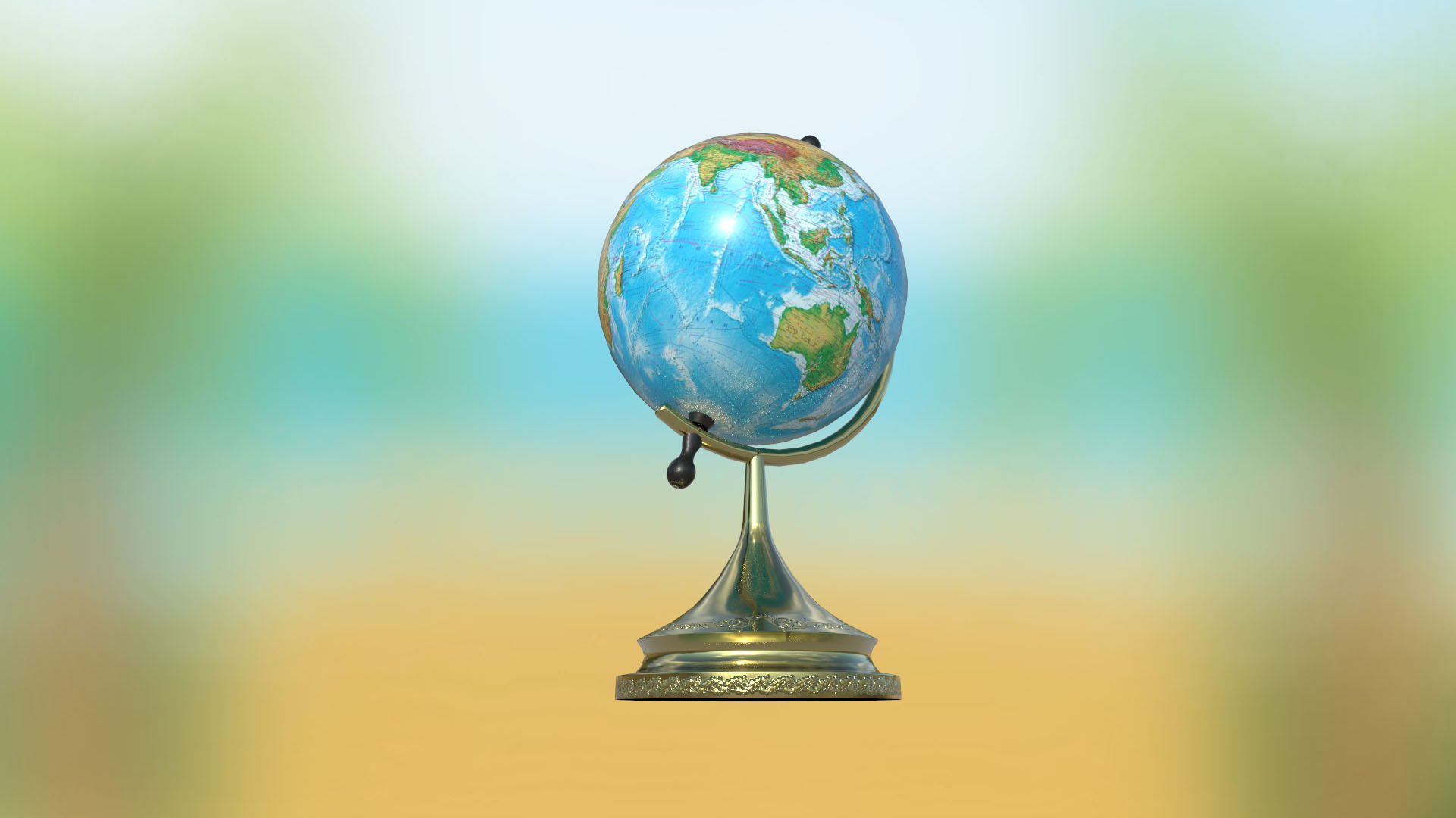 Globe world map PBR low-poly 3D model Low-poly 3D model_3