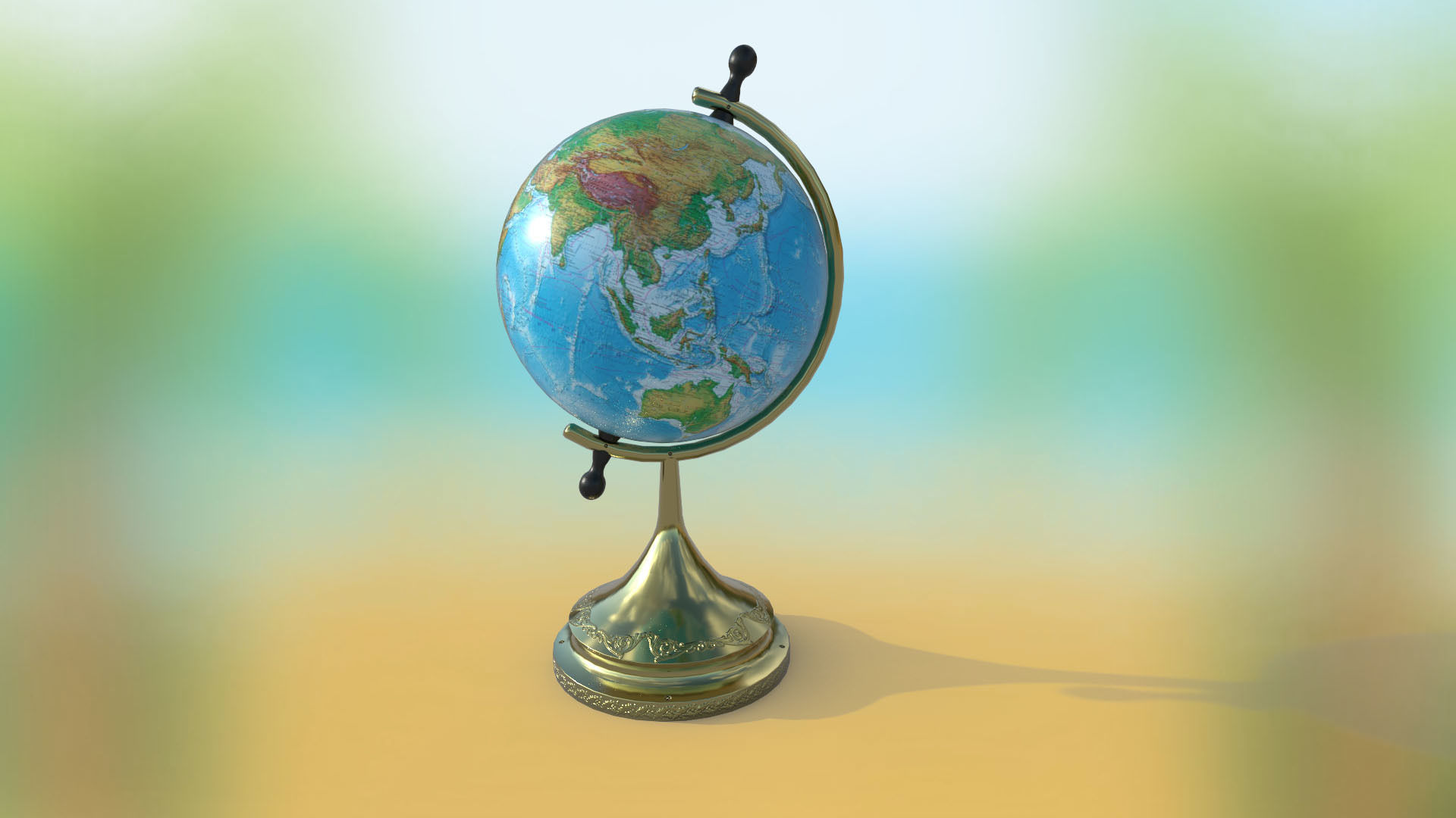 Globe world map PBR low-poly 3D model Low-poly 3D model_1