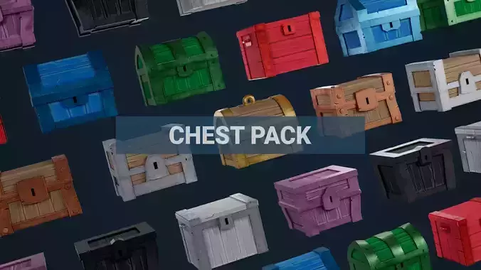  Stylized Treasure Chest Set Low-poly 3D model