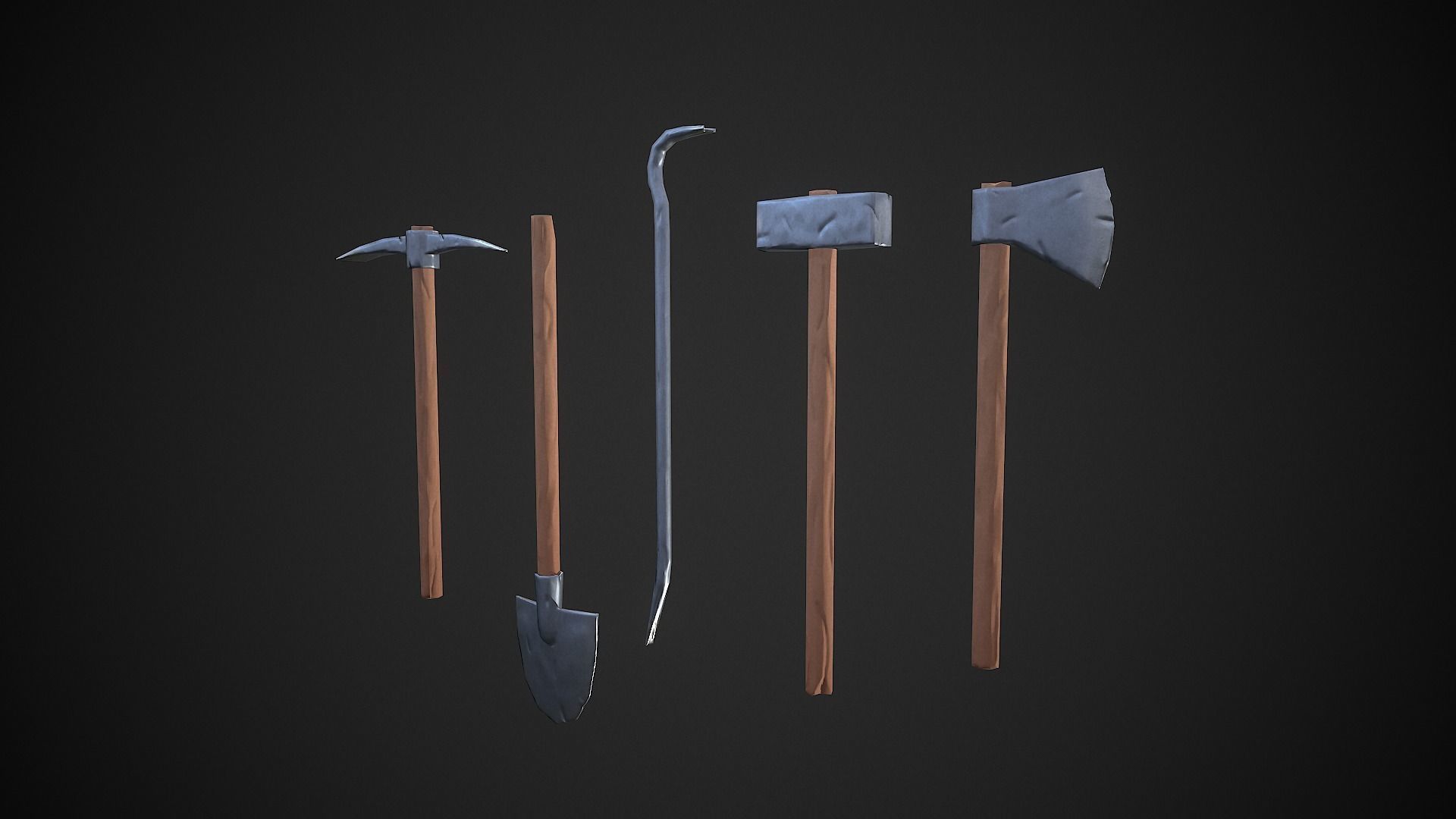 Stylized tools Low-poly 3D model_4
