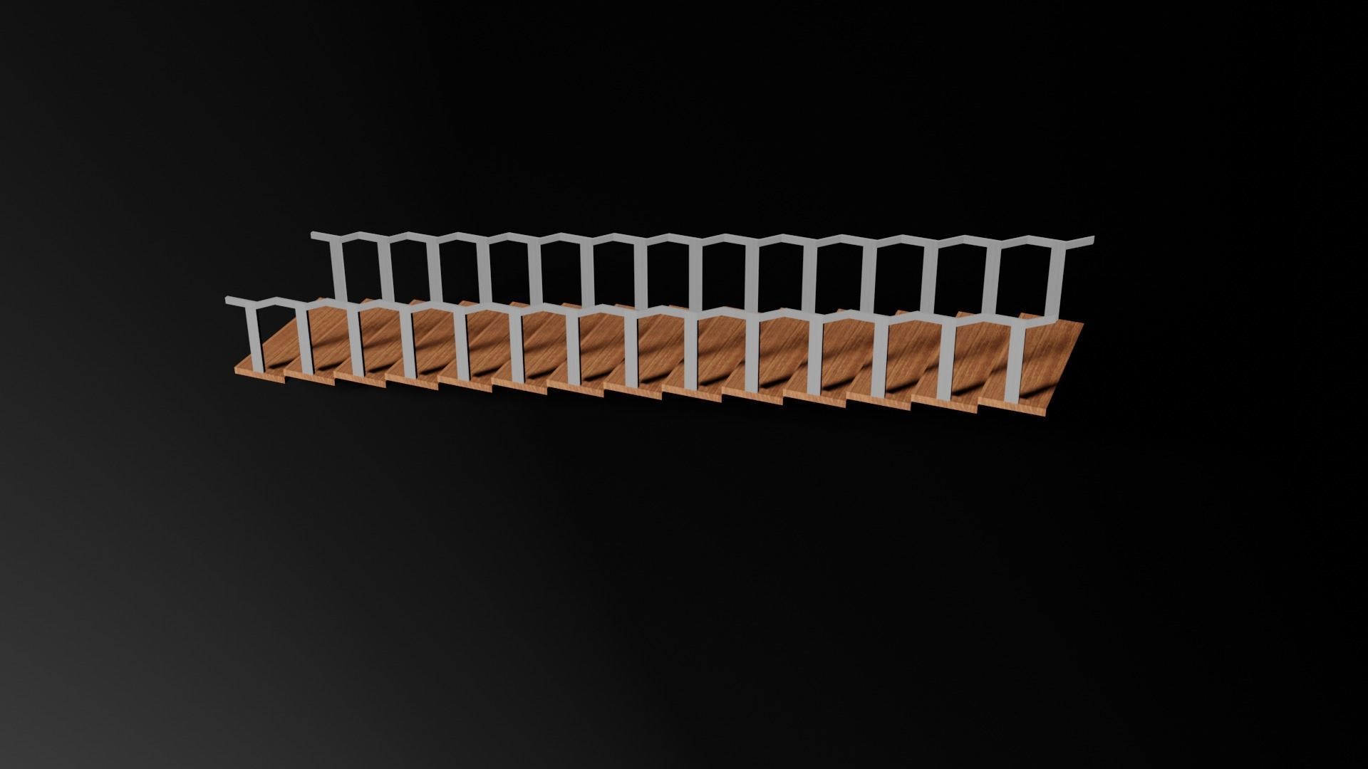 Stairs wooden staircase 3D model_2