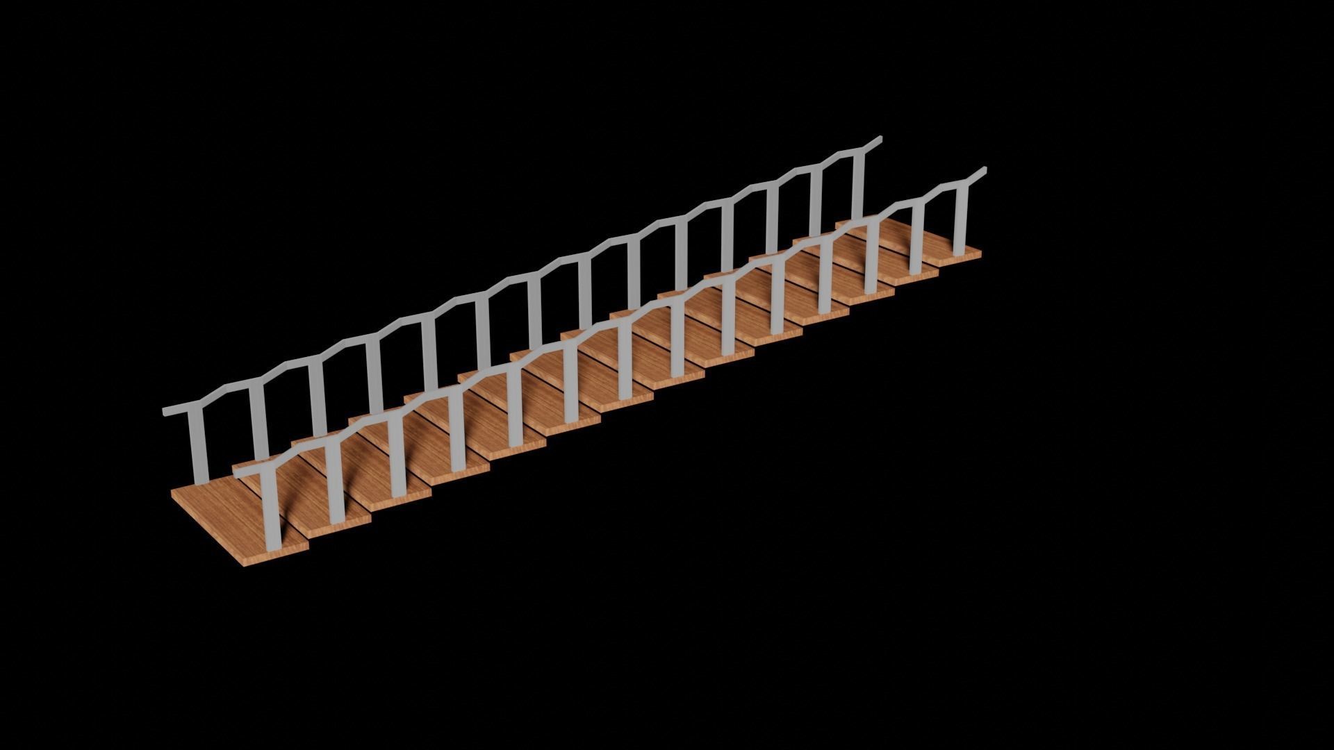 Stairs wooden staircase 3D model_1