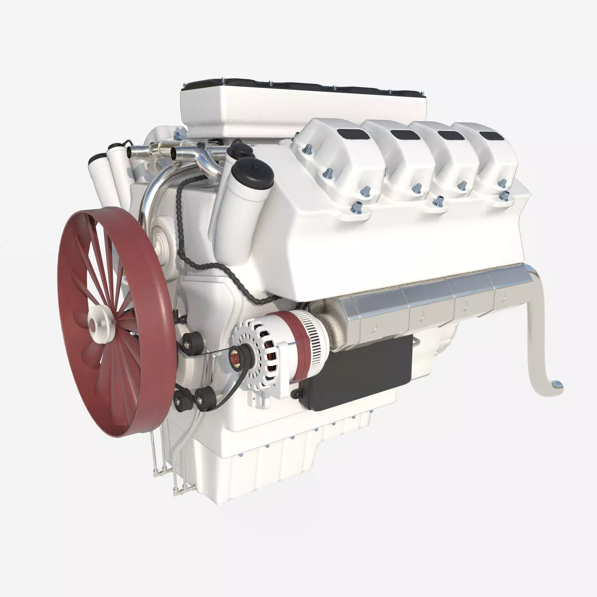 8 cylinder car engine 3D model_0