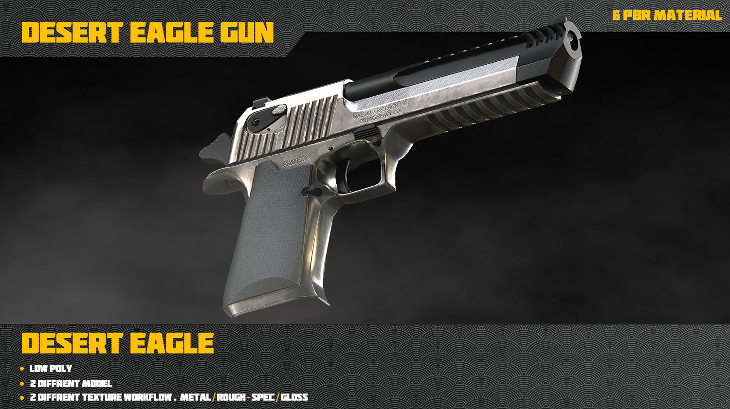 Desert Eagle Gun Low-poly 3D model_9