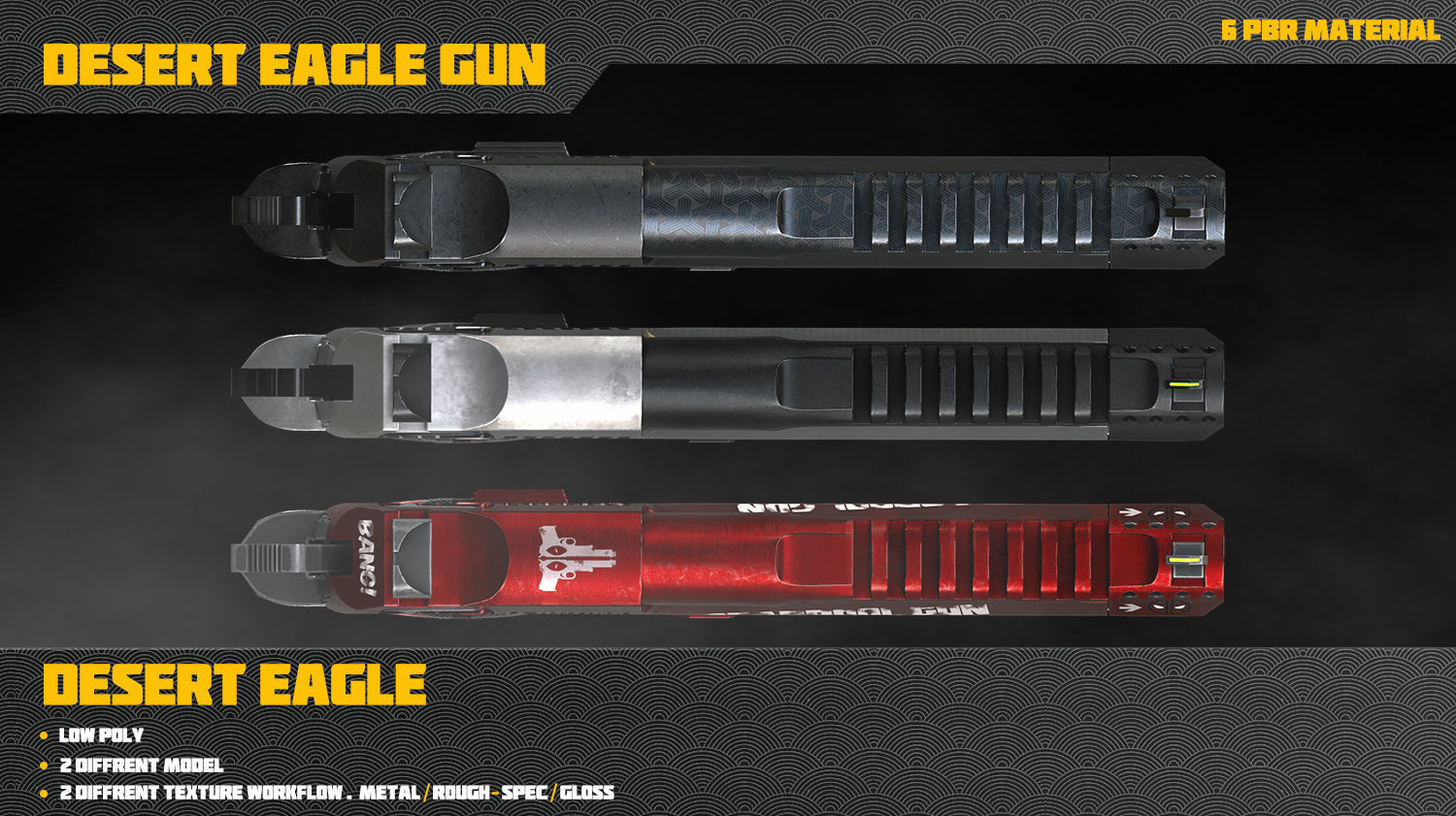 Desert Eagle Gun Low-poly 3D model_25