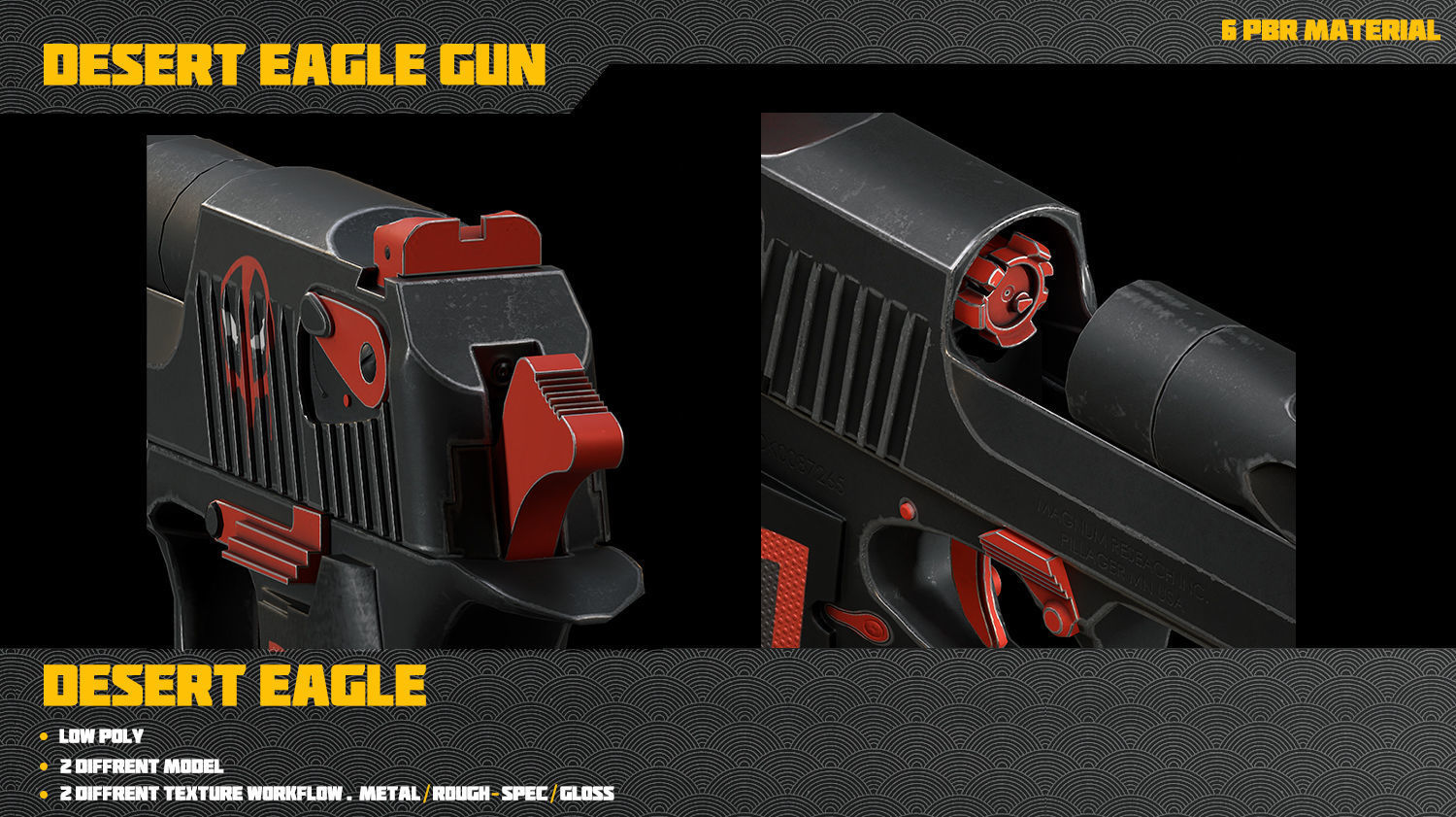 Desert Eagle Gun Low-poly 3D model_20