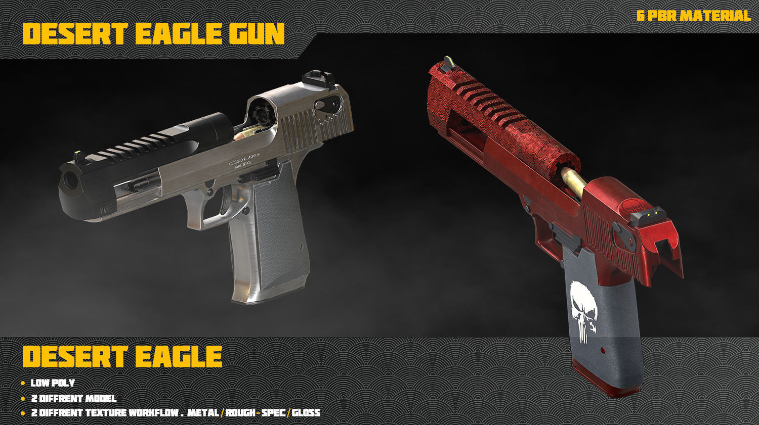 Desert Eagle Gun Low-poly 3D model_24