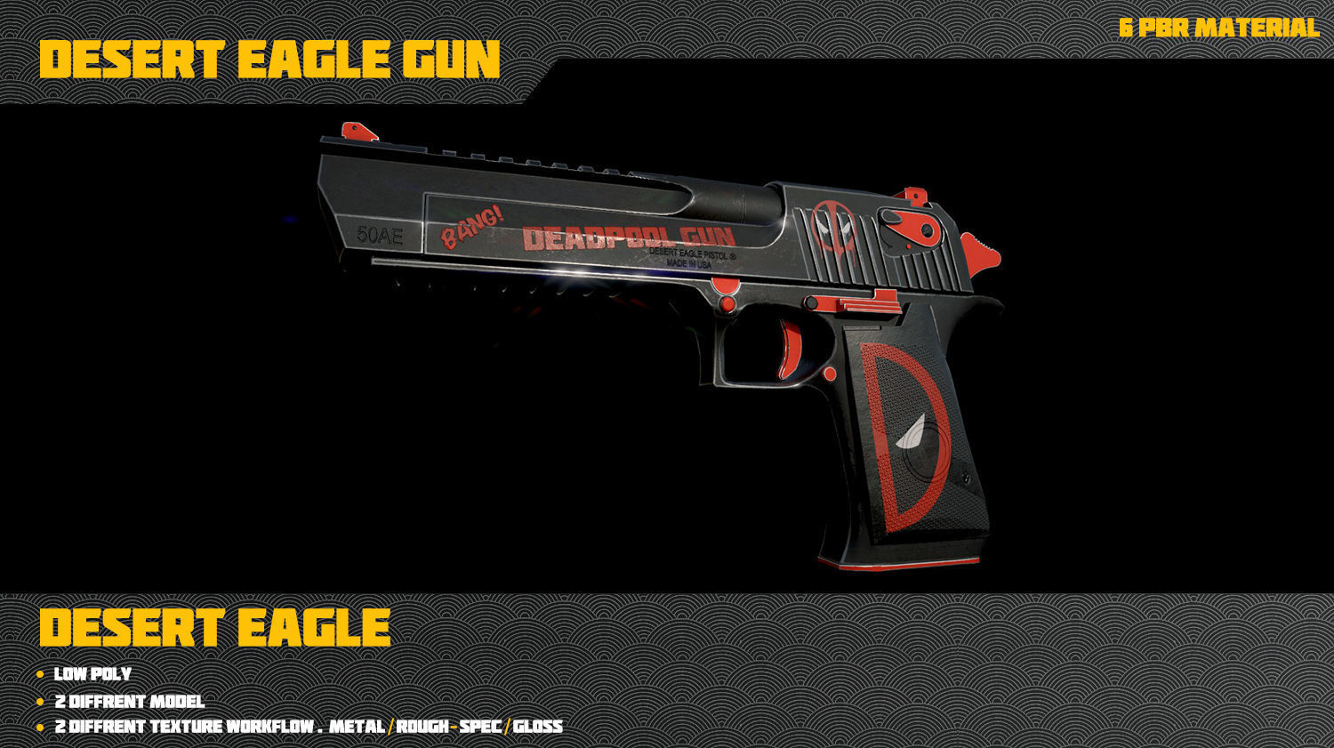 Desert Eagle Gun Low-poly 3D model_16
