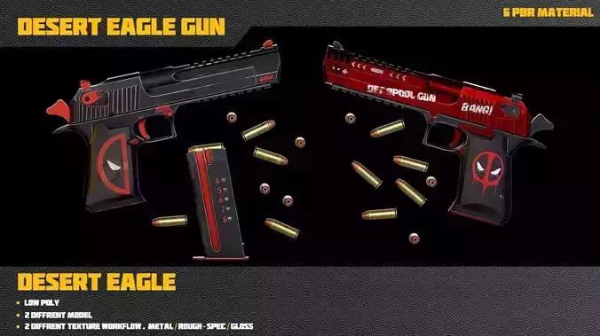 Desert Eagle Gun Low-poly 3D model