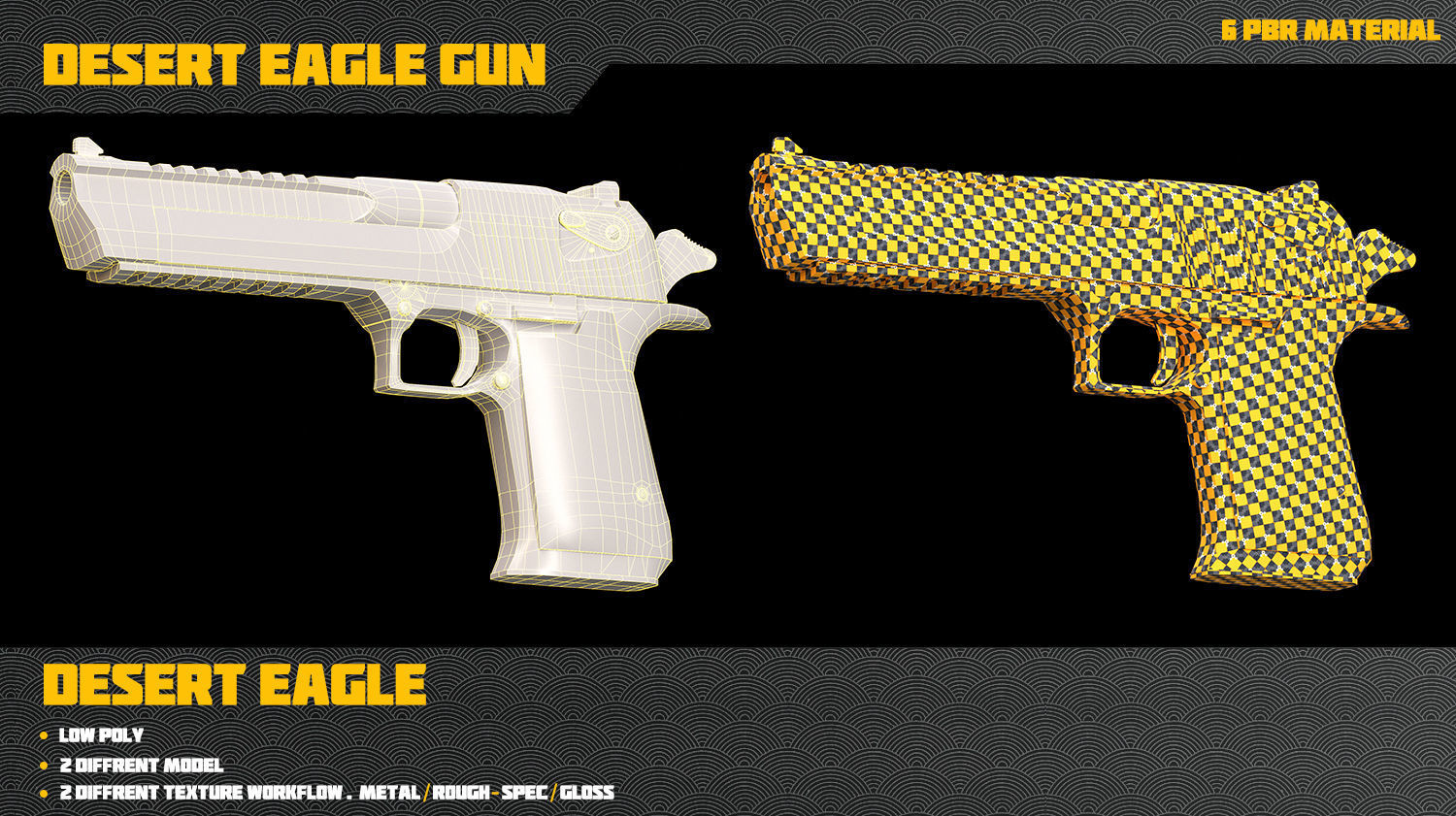 Desert Eagle Gun Low-poly 3D model_12