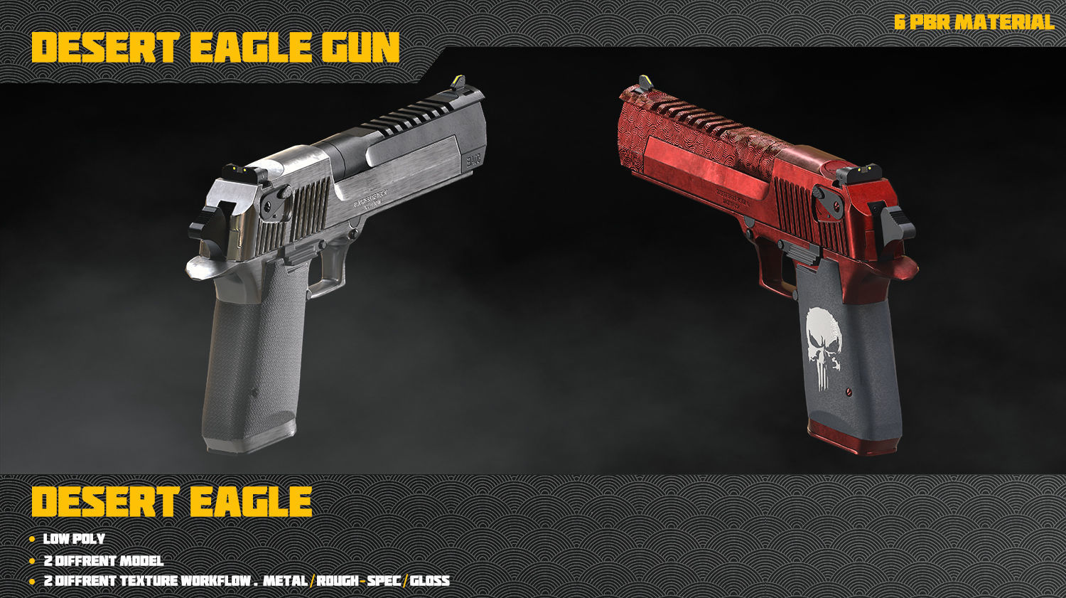 Desert Eagle Gun Low-poly 3D model_7