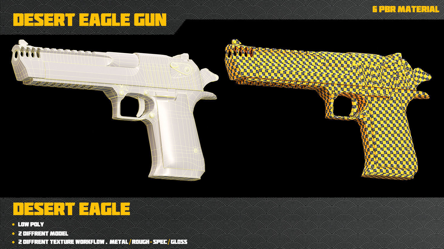 Desert Eagle Gun Low-poly 3D model_11