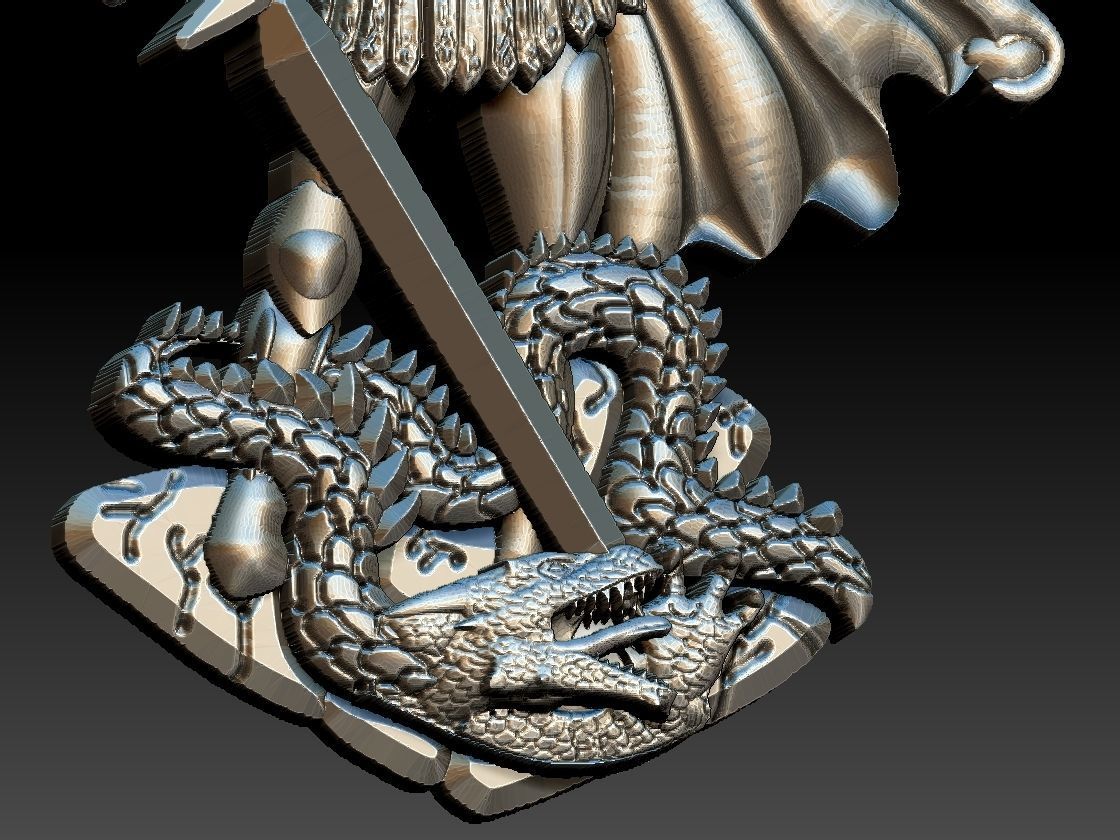 Michael Archangel Sao Miguel relief 3D print model_2