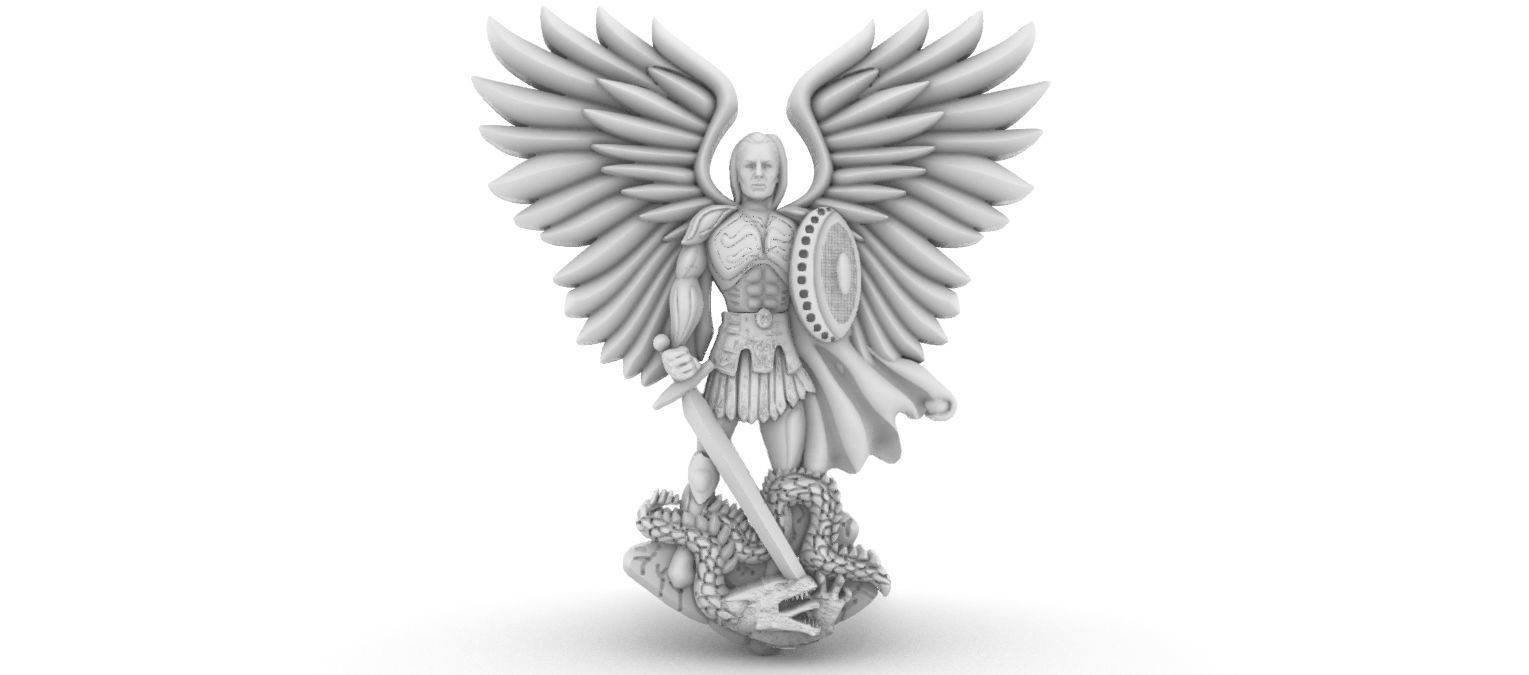 Michael Archangel Sao Miguel relief 3D print model_4