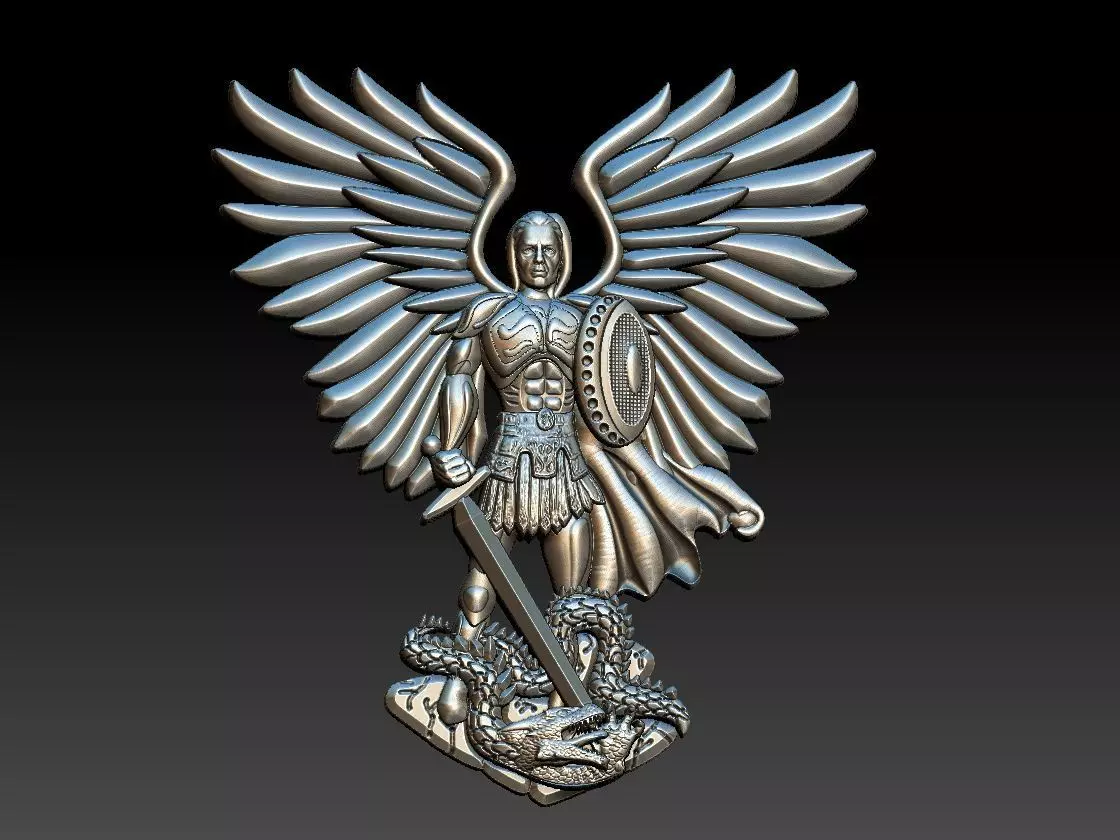 Michael Archangel Sao Miguel relief 3D print model_0