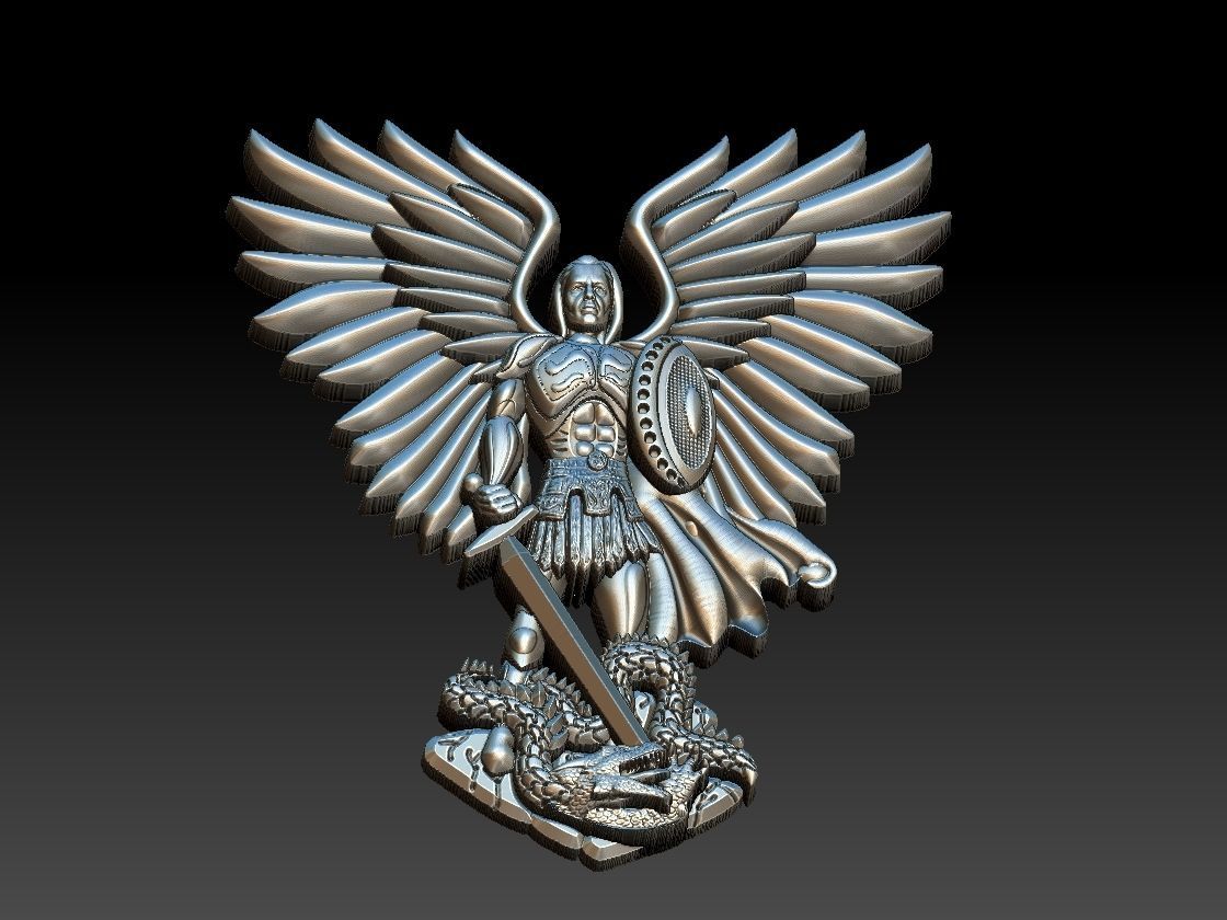 Michael Archangel Sao Miguel relief 3D print model_1