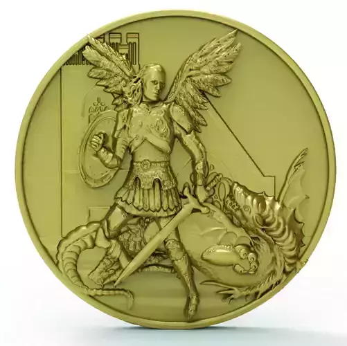 Michael Archangel Sao Miguel medal 3D print model