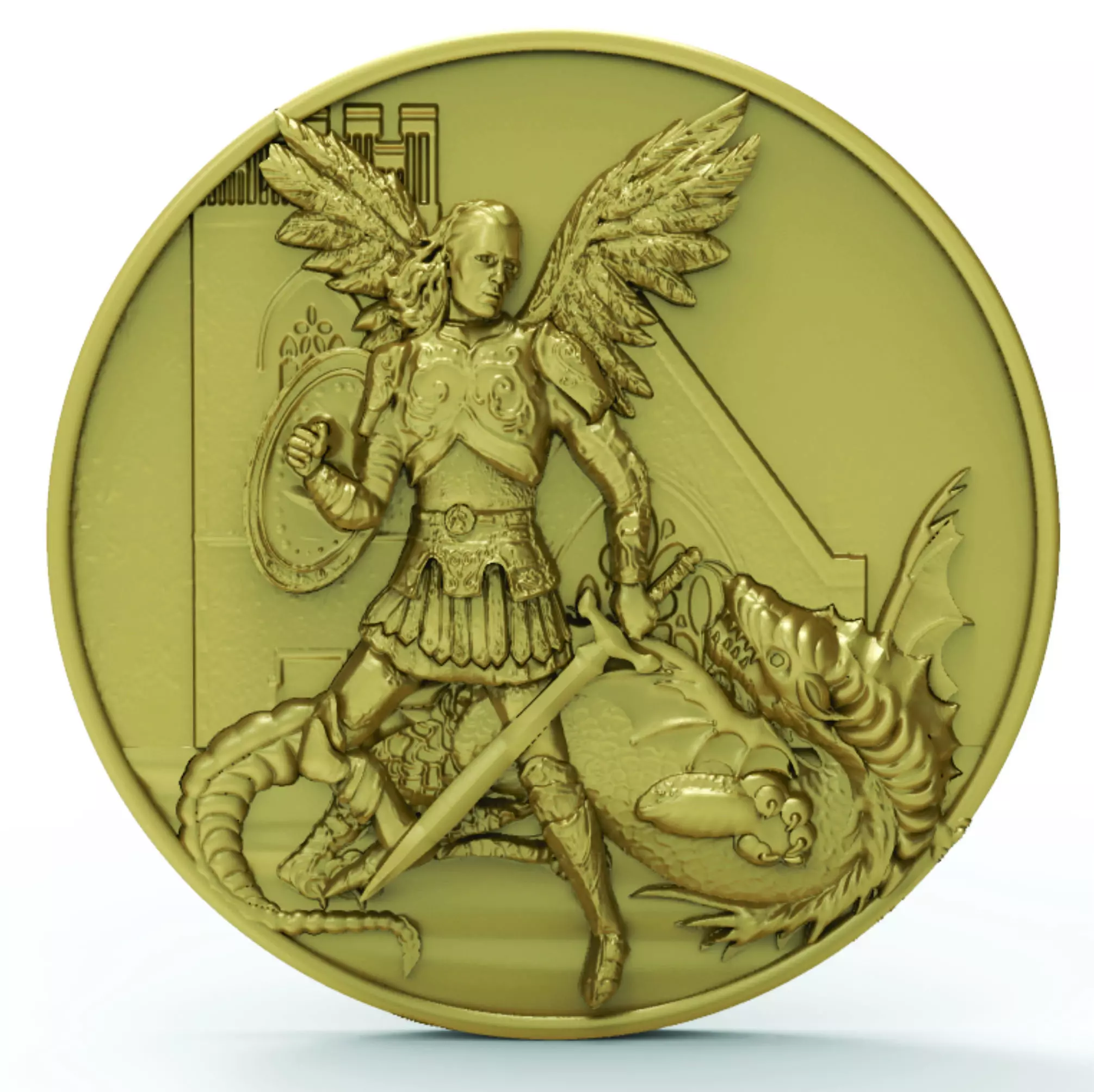 Michael Archangel Sao Miguel medal 3D print model