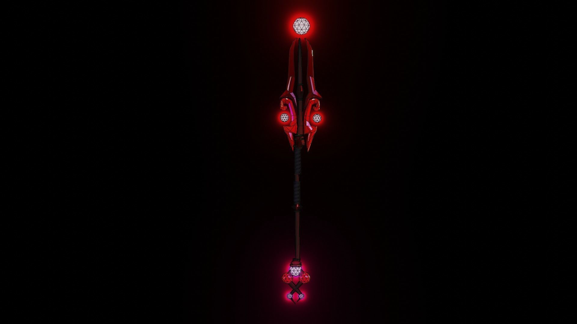 Staff Low-Poly for game Low-poly 3D model_7