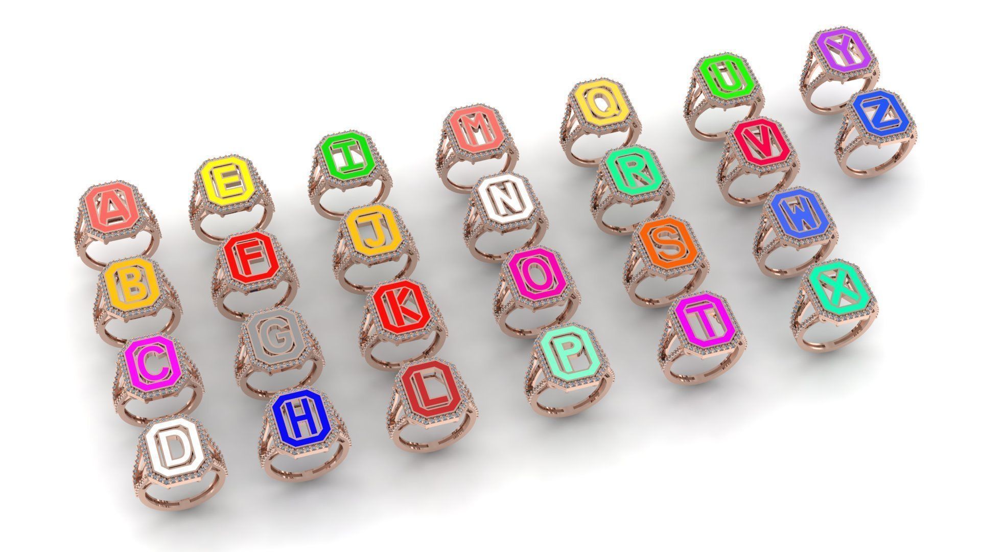 Alphabet Letters Ring A-Z 3D print model_1