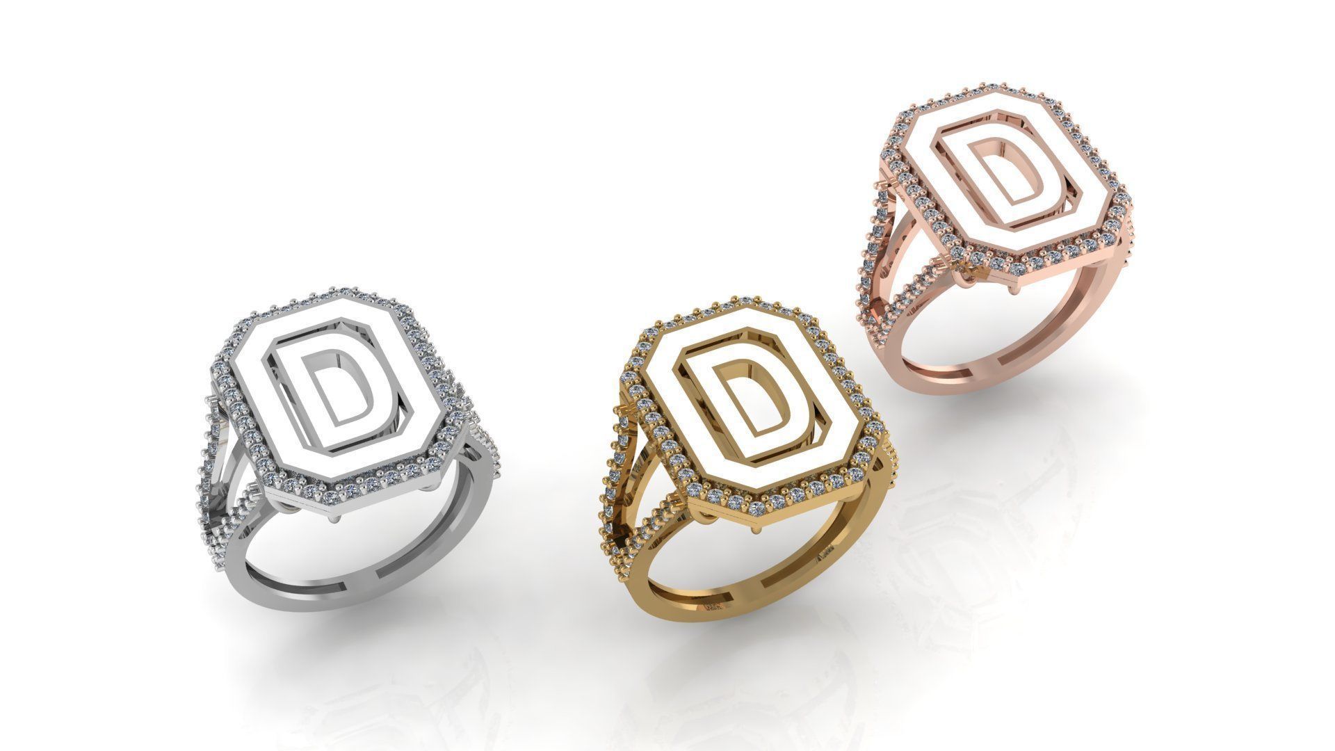 Alphabet Letters Ring A-Z 3D print model_6