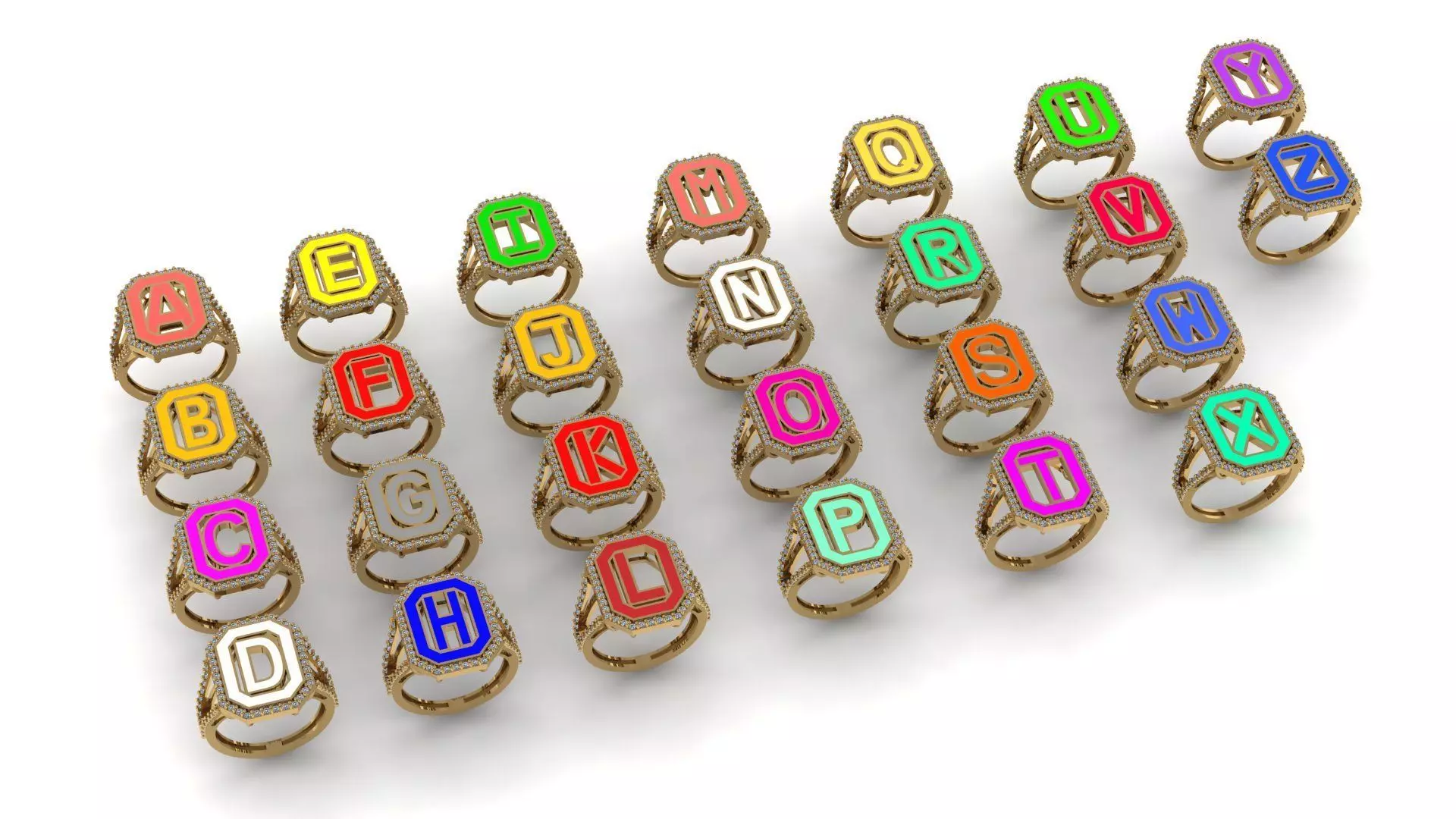 Alphabet Letters Ring A-Z 3D print model_0