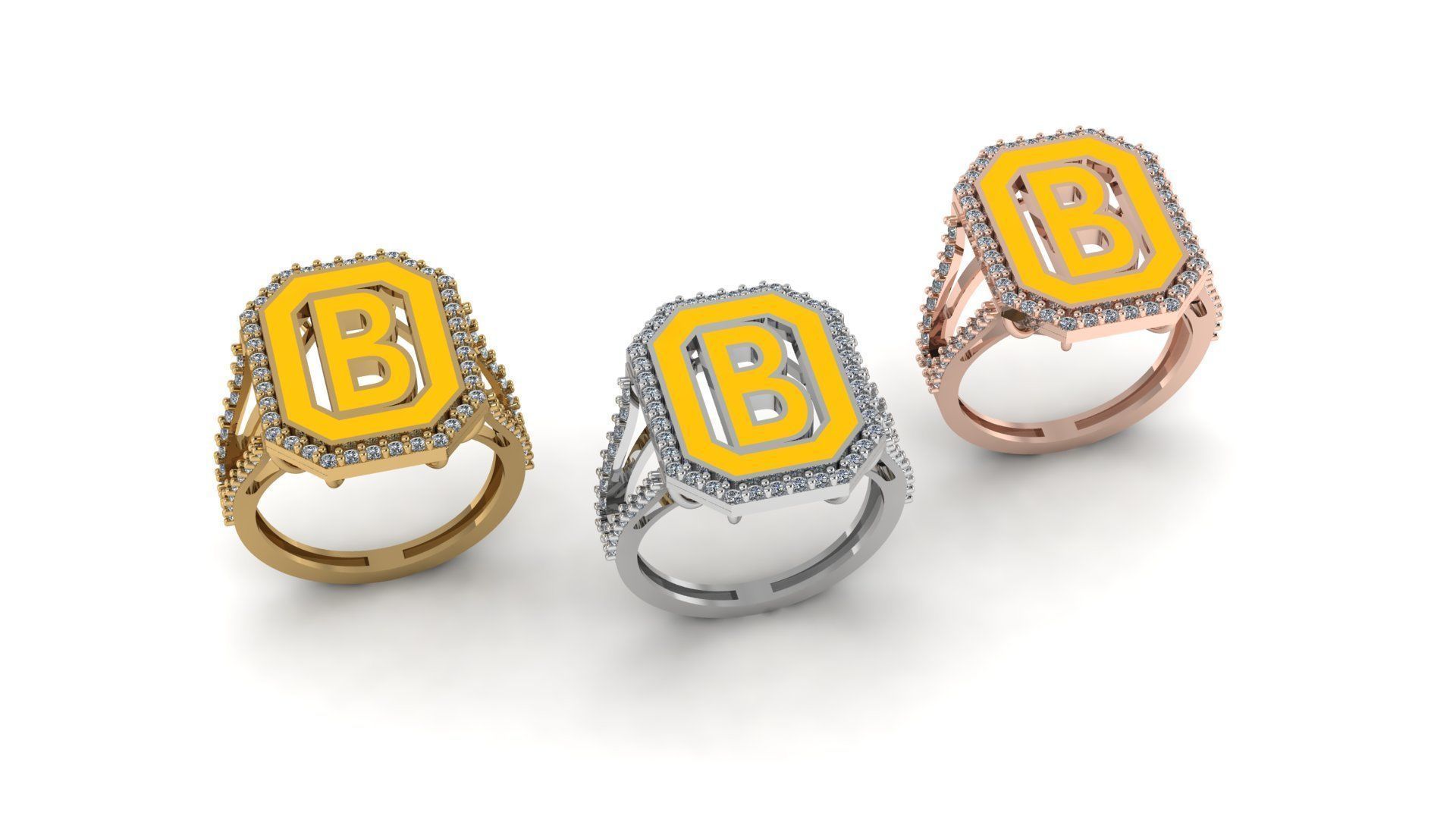 Alphabet Letters Ring A-Z 3D print model_4