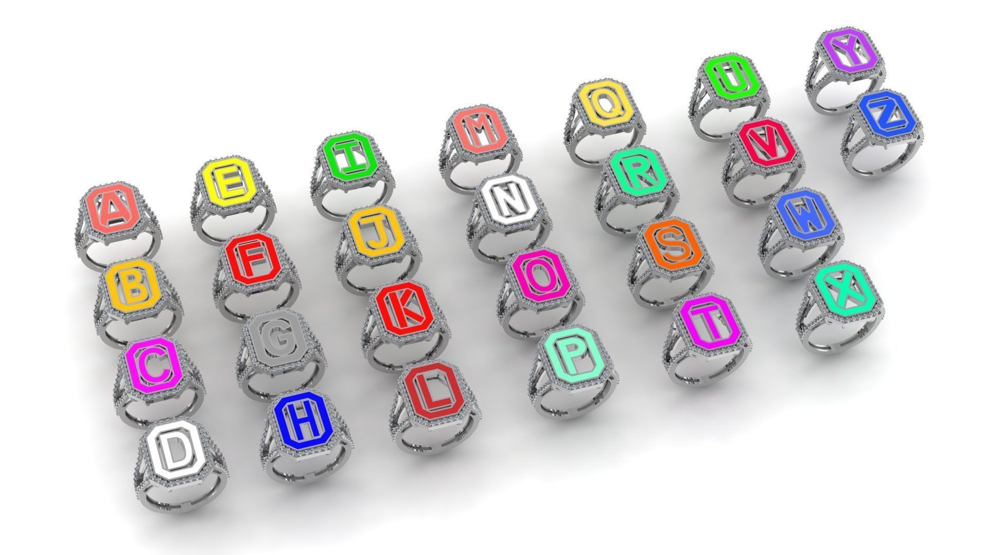 Alphabet Letters Ring A-Z 3D print model_2