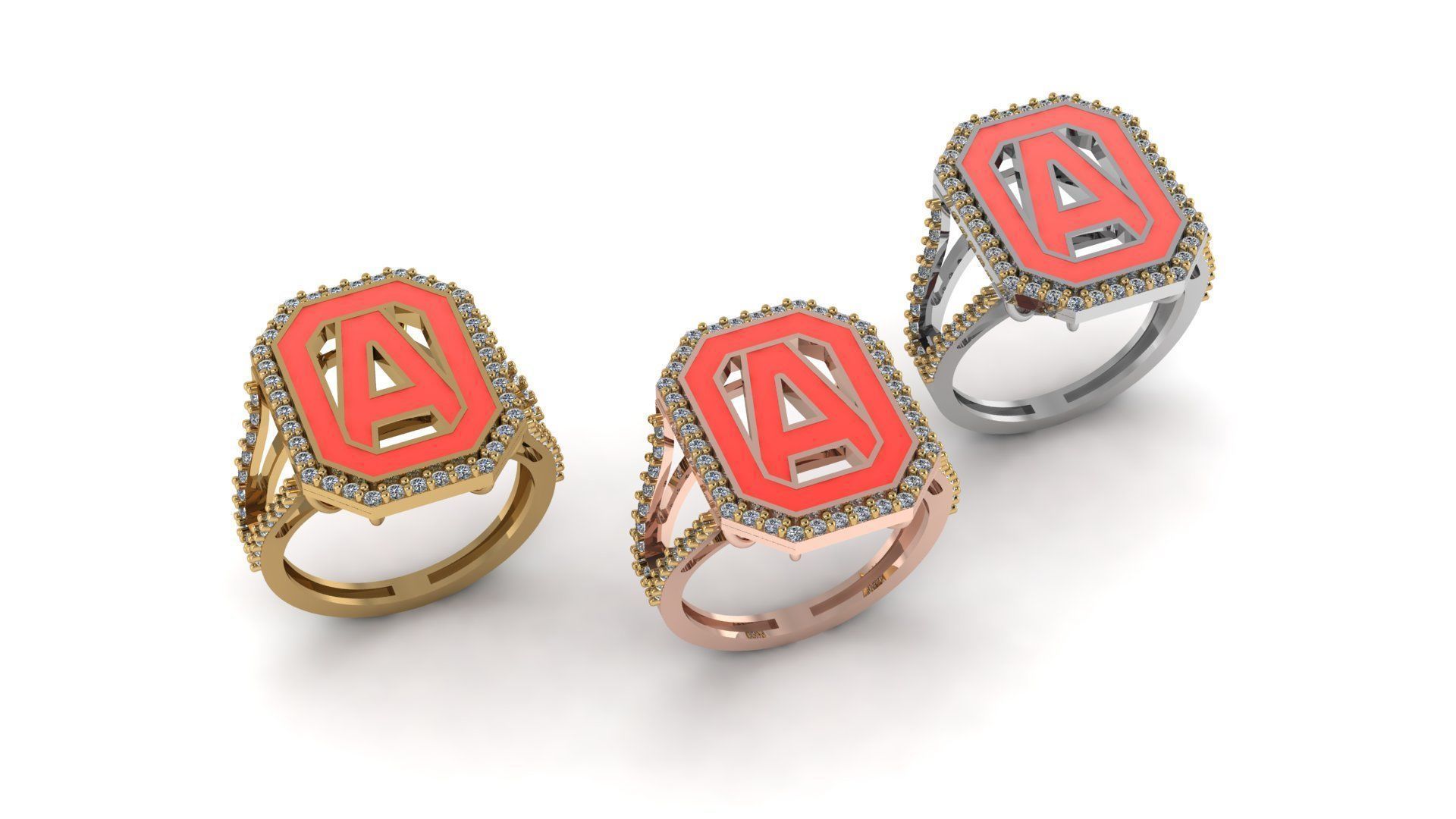 Alphabet Letters Ring A-Z 3D print model_3