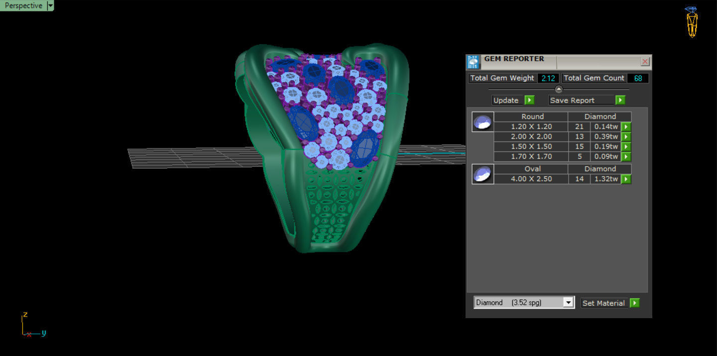 Woman  ring with gems 3D print model_35