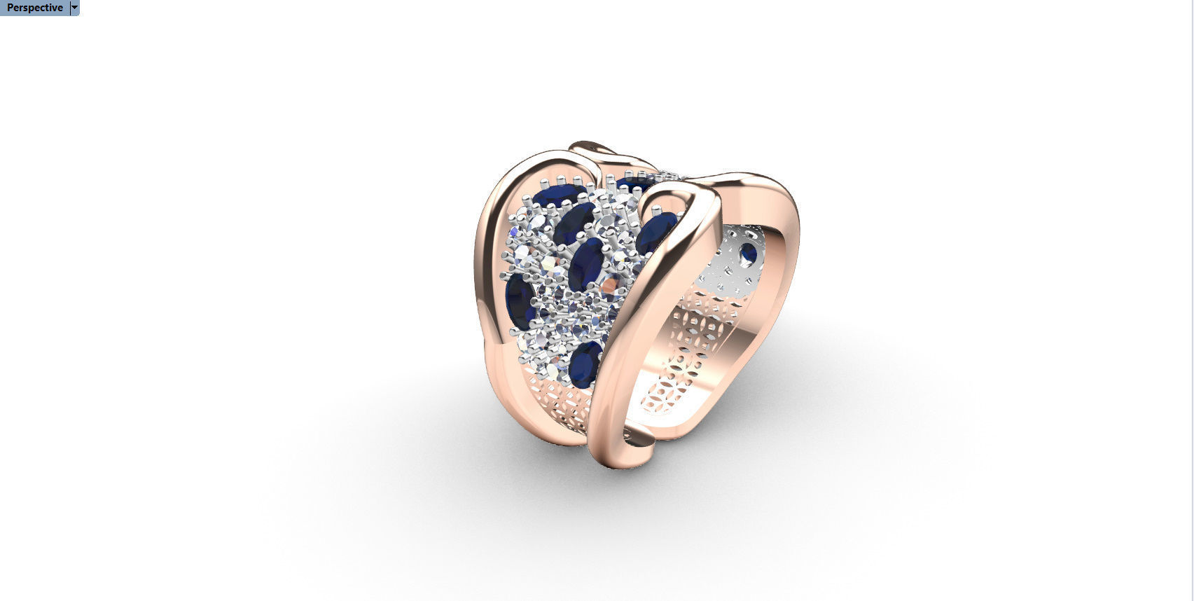 Woman  ring with gems 3D print model_40