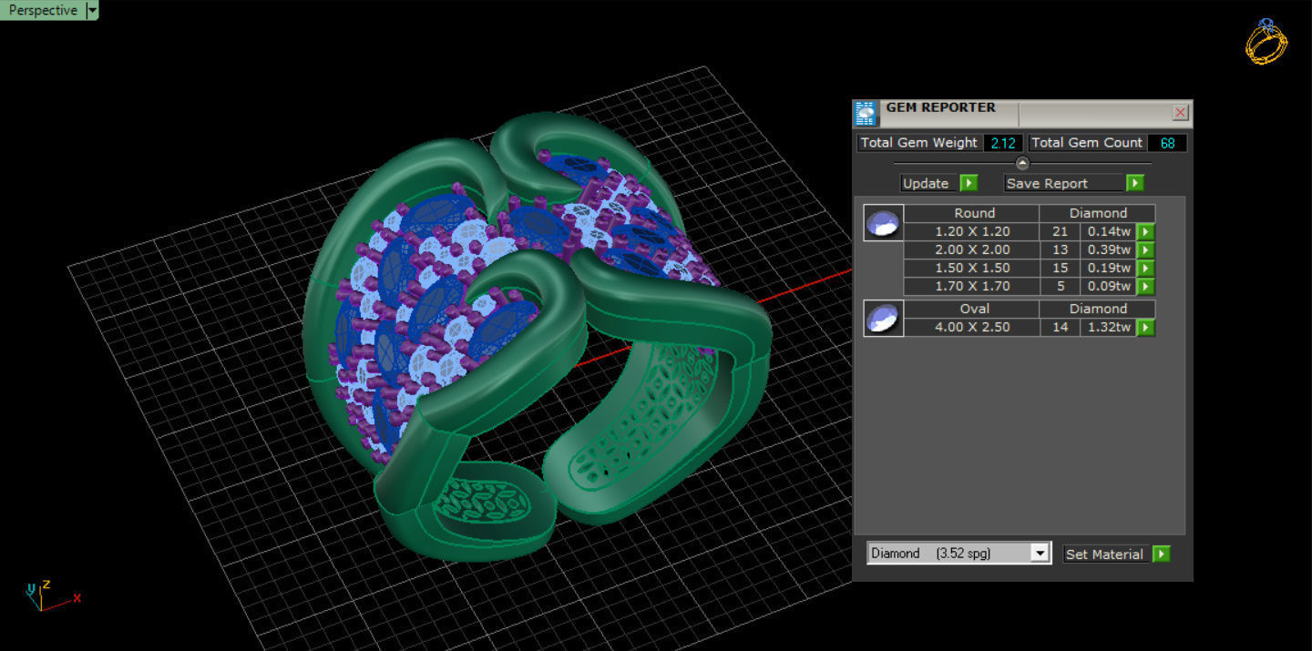 Woman  ring with gems 3D print model_33