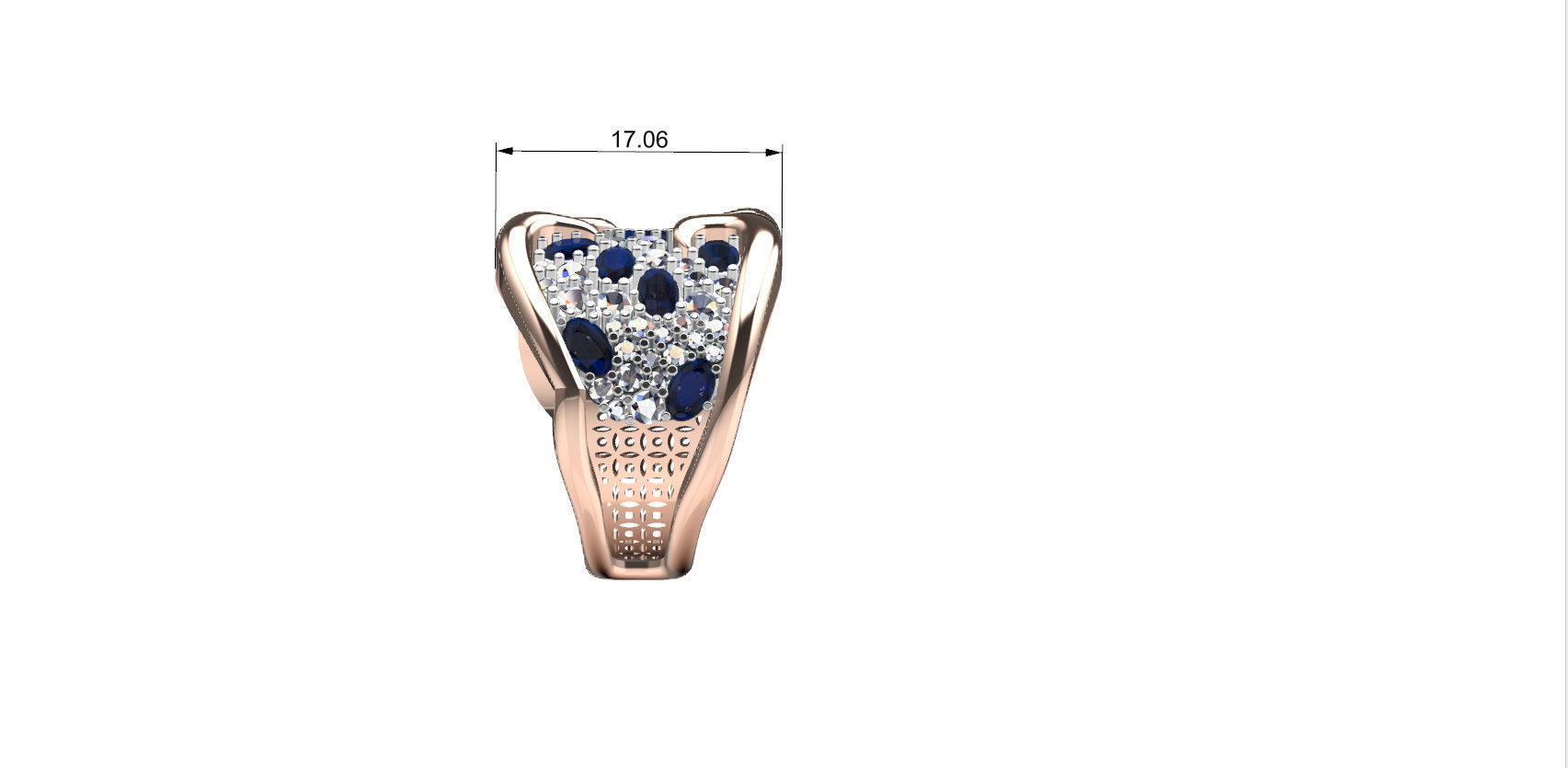 Woman  ring with gems 3D print model_20