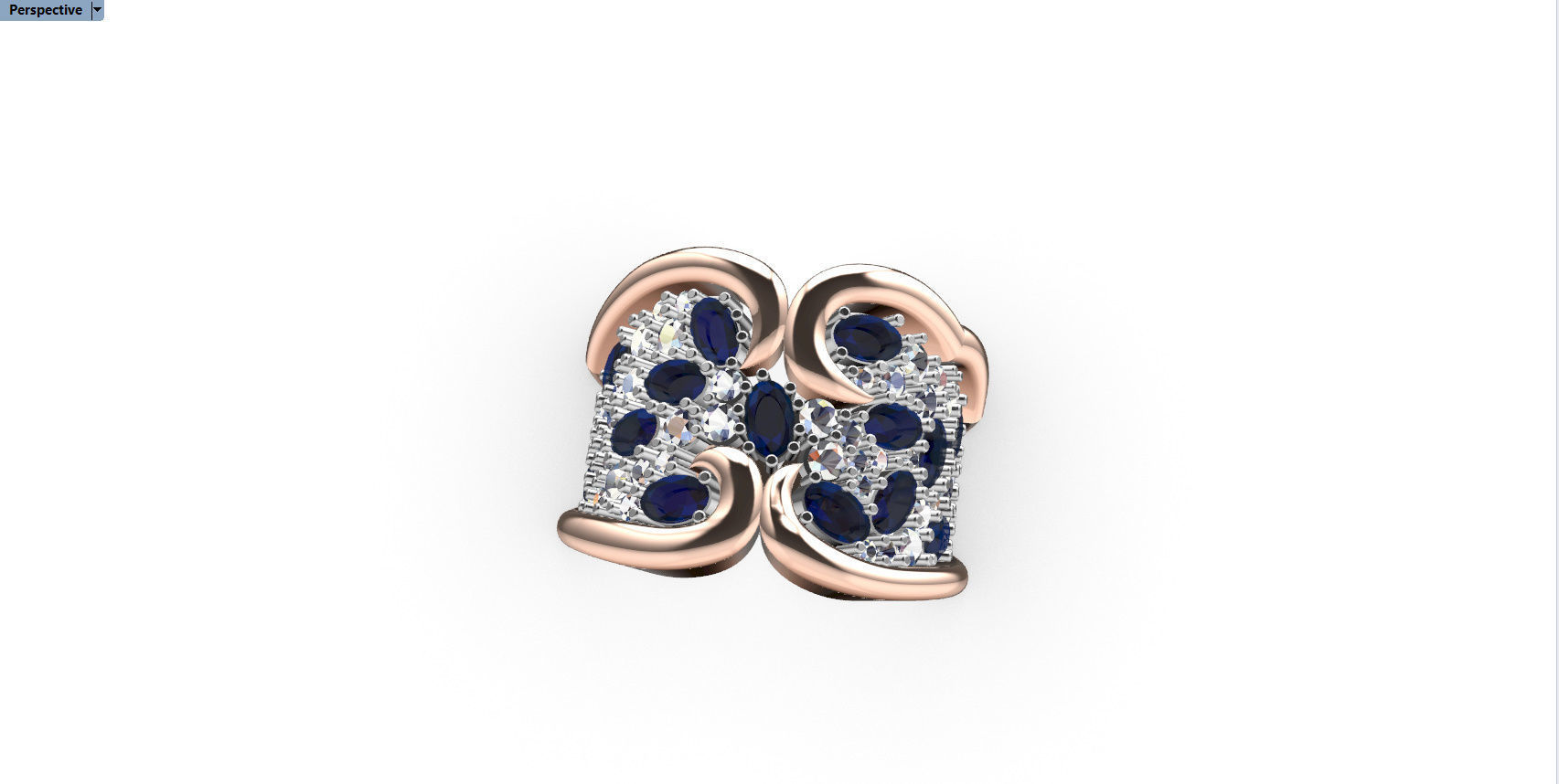 Woman  ring with gems 3D print model_11