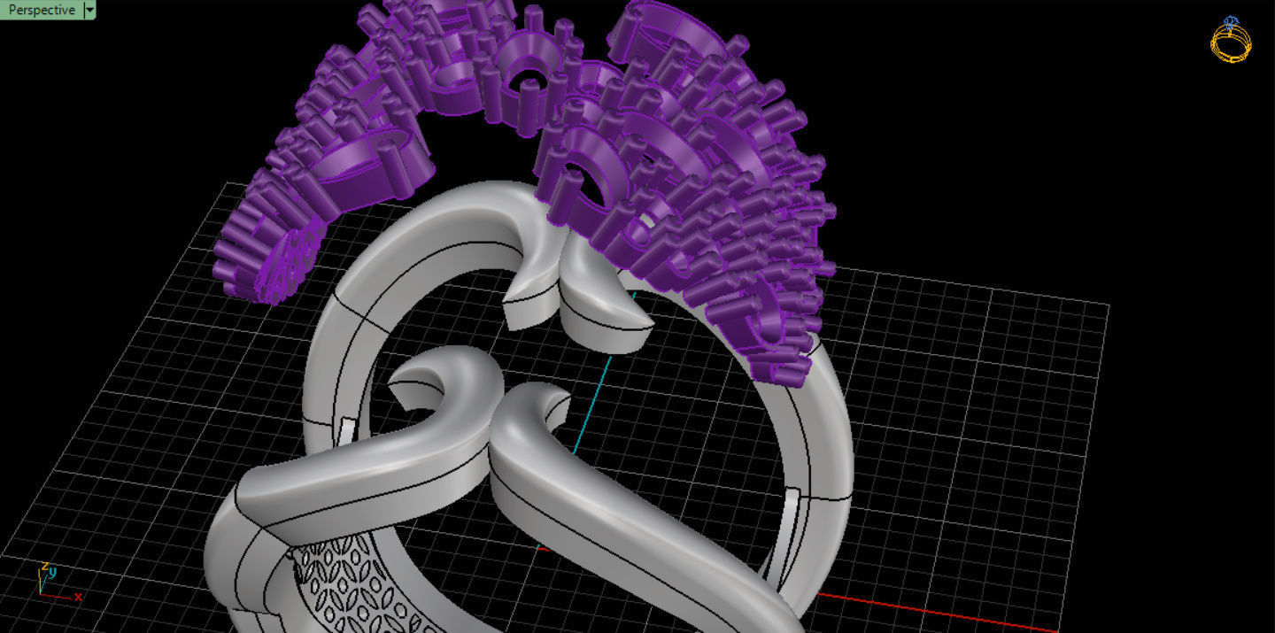 Woman  ring with gems 3D print model_55