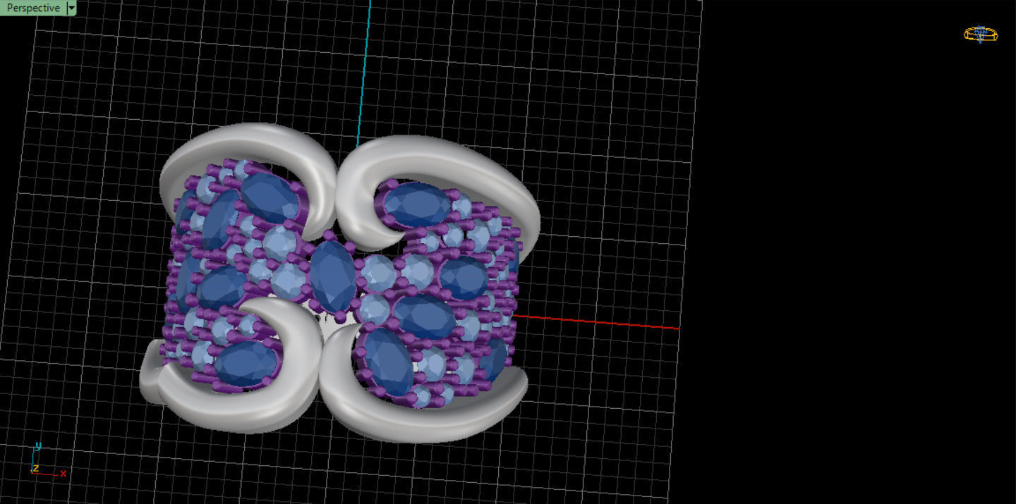 Woman  ring with gems 3D print model_22